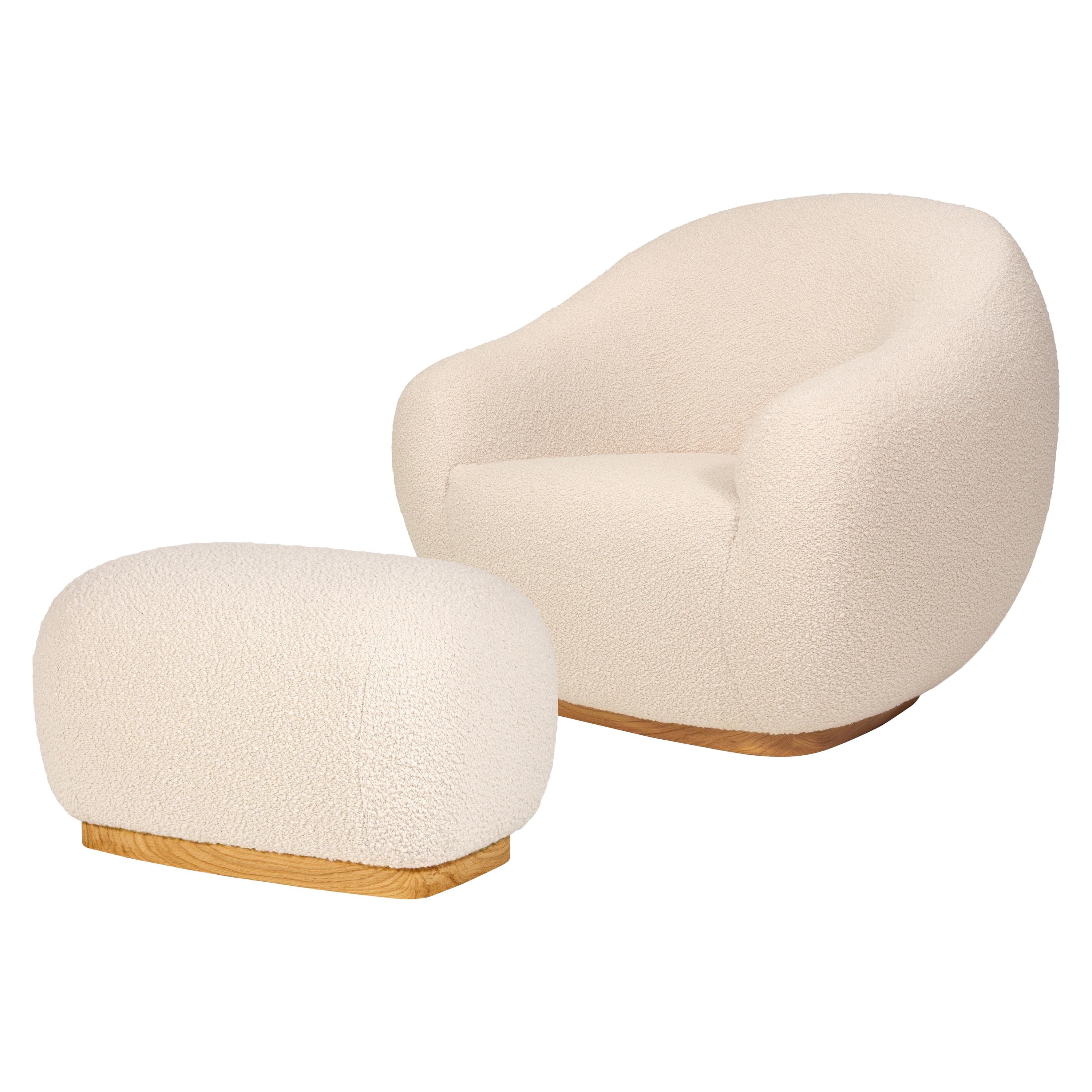 Niemeyer II Armchair and Stool, Bouclé, InsidherLand by Joana Santos Barbosa For Sale