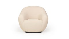 Mid-Century Modern cream bouclé dark oak Niemeyer II armchair by InsidherLand