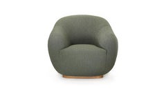 Mid-Century Modern curved sage bouclé oak Niemeyer II armchair by InsidherLand