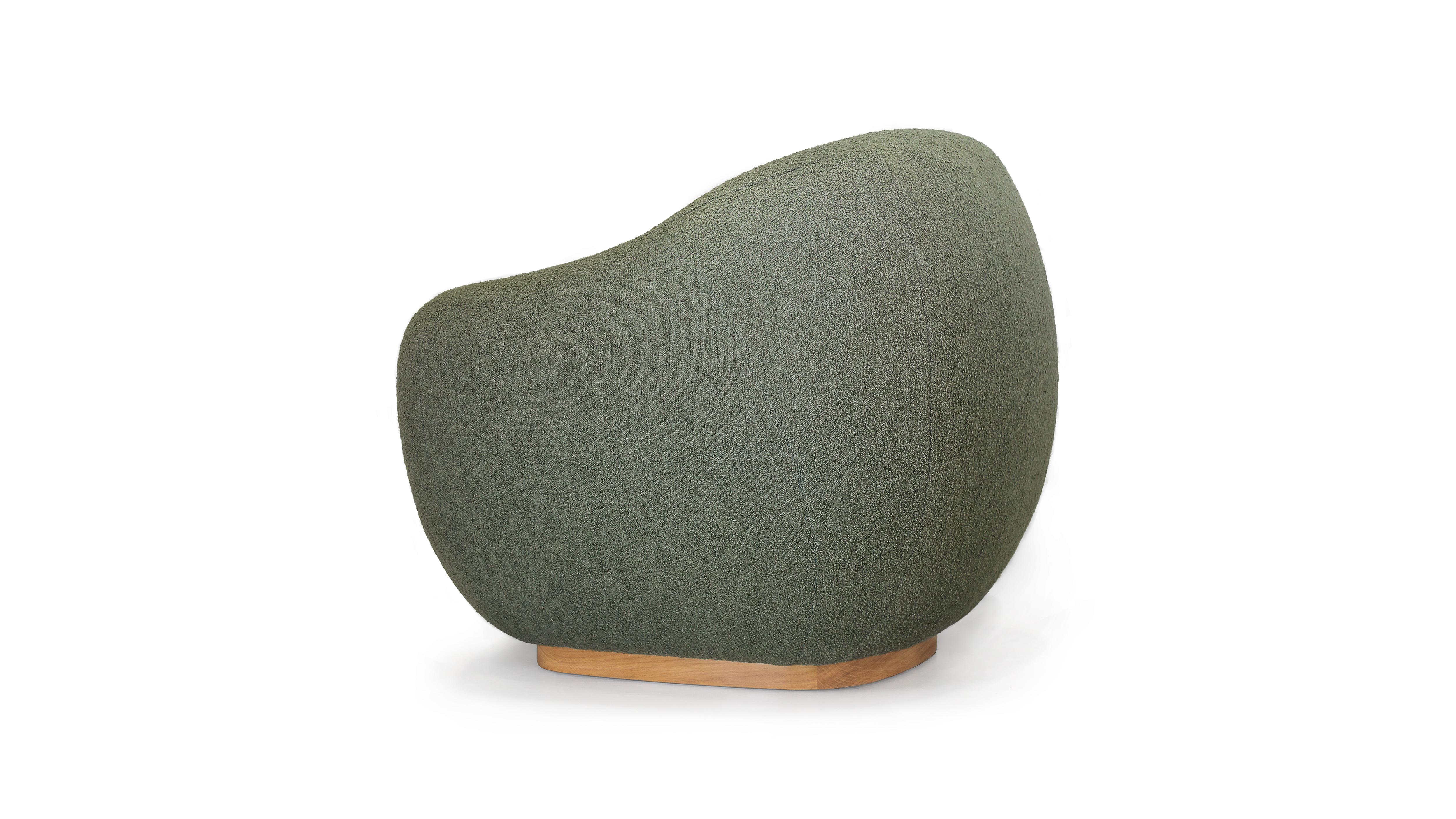 Modern Niemeyer II Armchair, Bouclé and Oak, InsidherLand by Joana Santos Barbosa For Sale