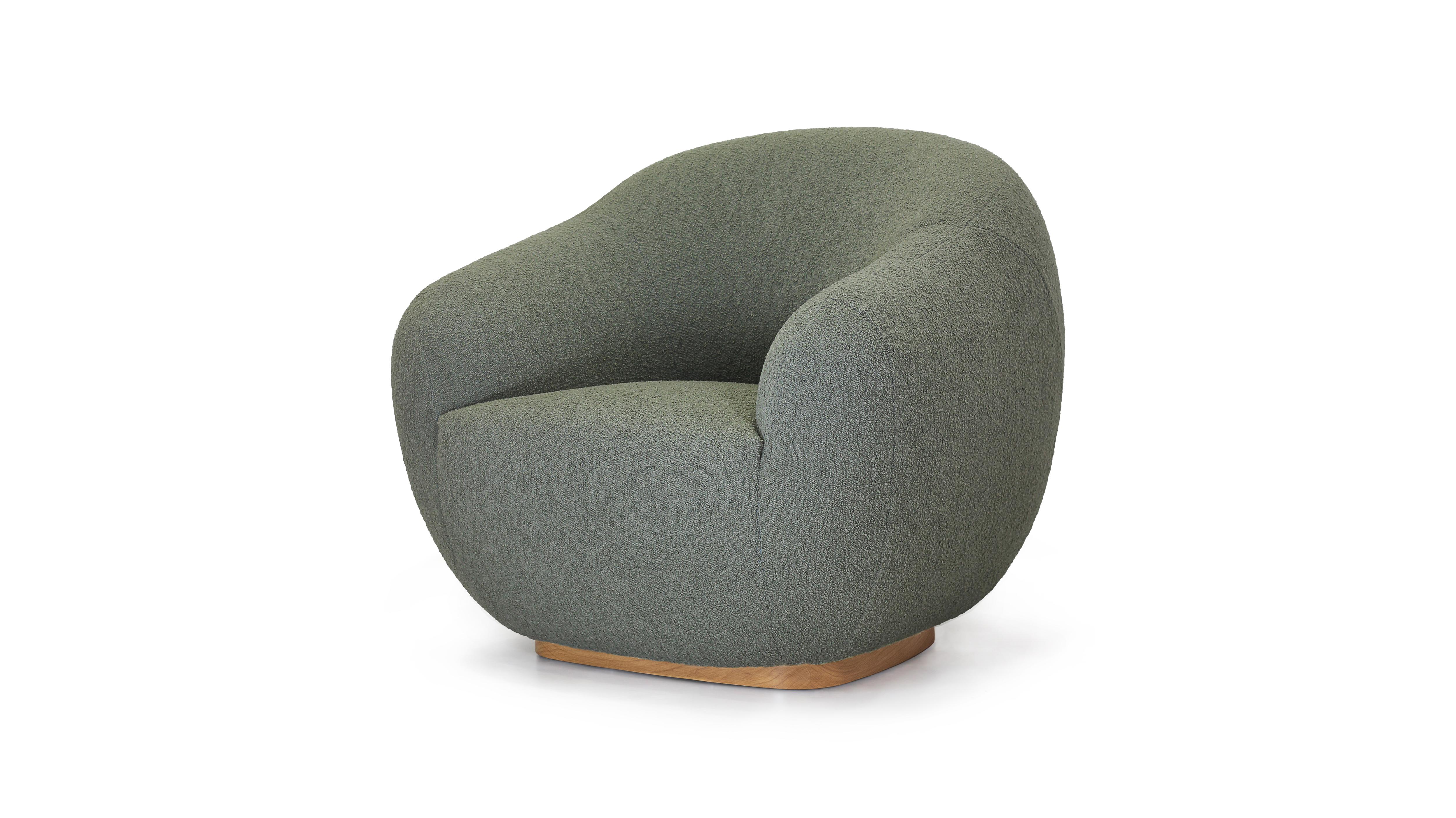 Portuguese Niemeyer II Armchair, Bouclé and Oak, InsidherLand by Joana Santos Barbosa For Sale