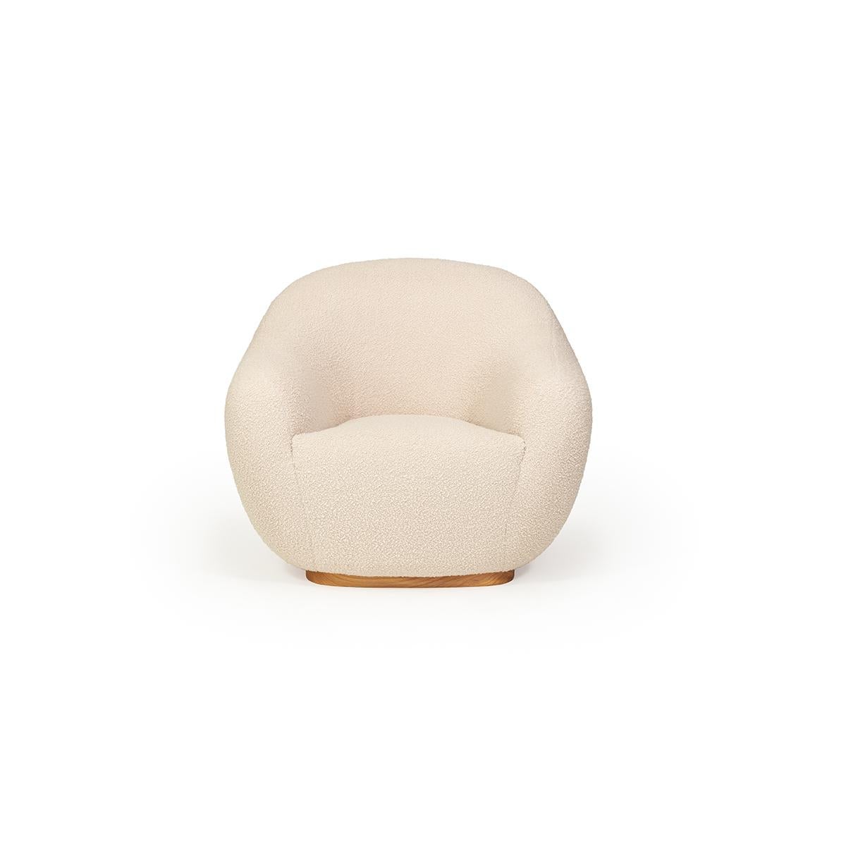 Mid-Century Modern Niemeyer II Solid Base Midcentury Inspired Bouclé Fabric Armchair