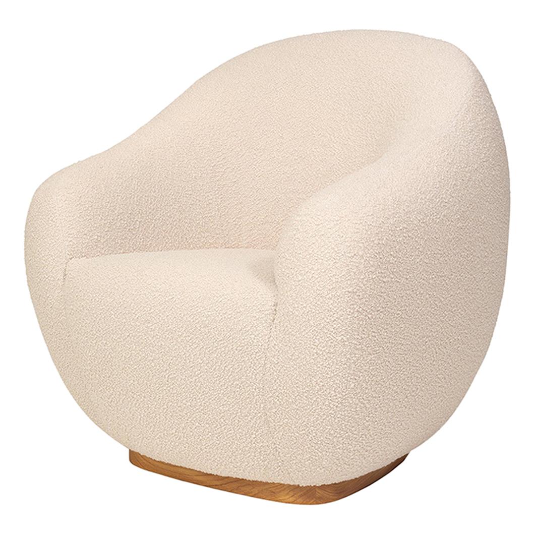 Niemeyer II Solid Base Midcentury Inspired Bouclé Fabric Armchair