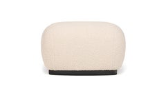 Mid-Century Modern cream bouclé dark oak Niemeyer II stool by InsidherLand