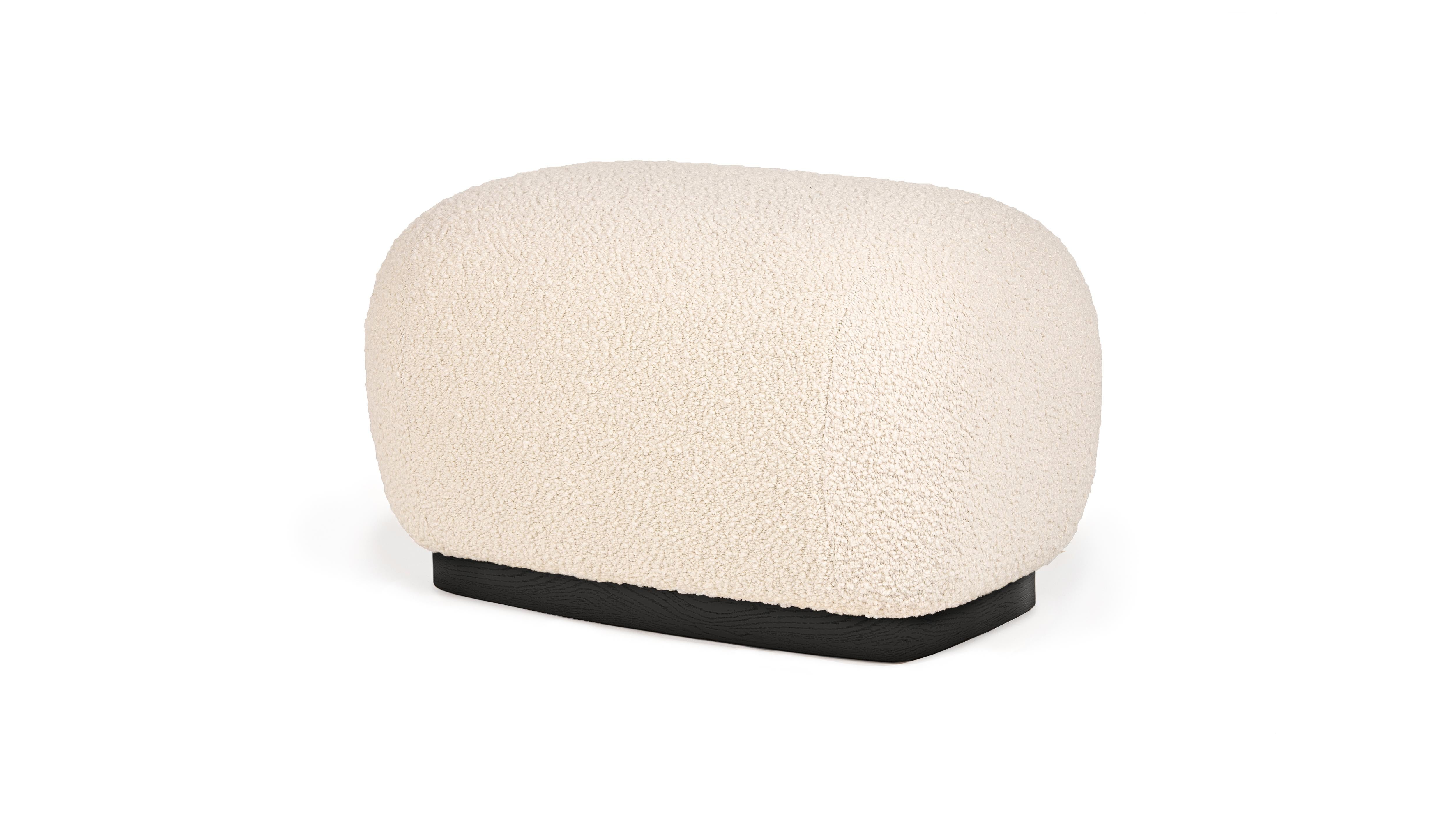 Modern Niemeyer II Stool, Bouclé and Dark Oak, InsidherLand by Joana Santos Barbosa For Sale