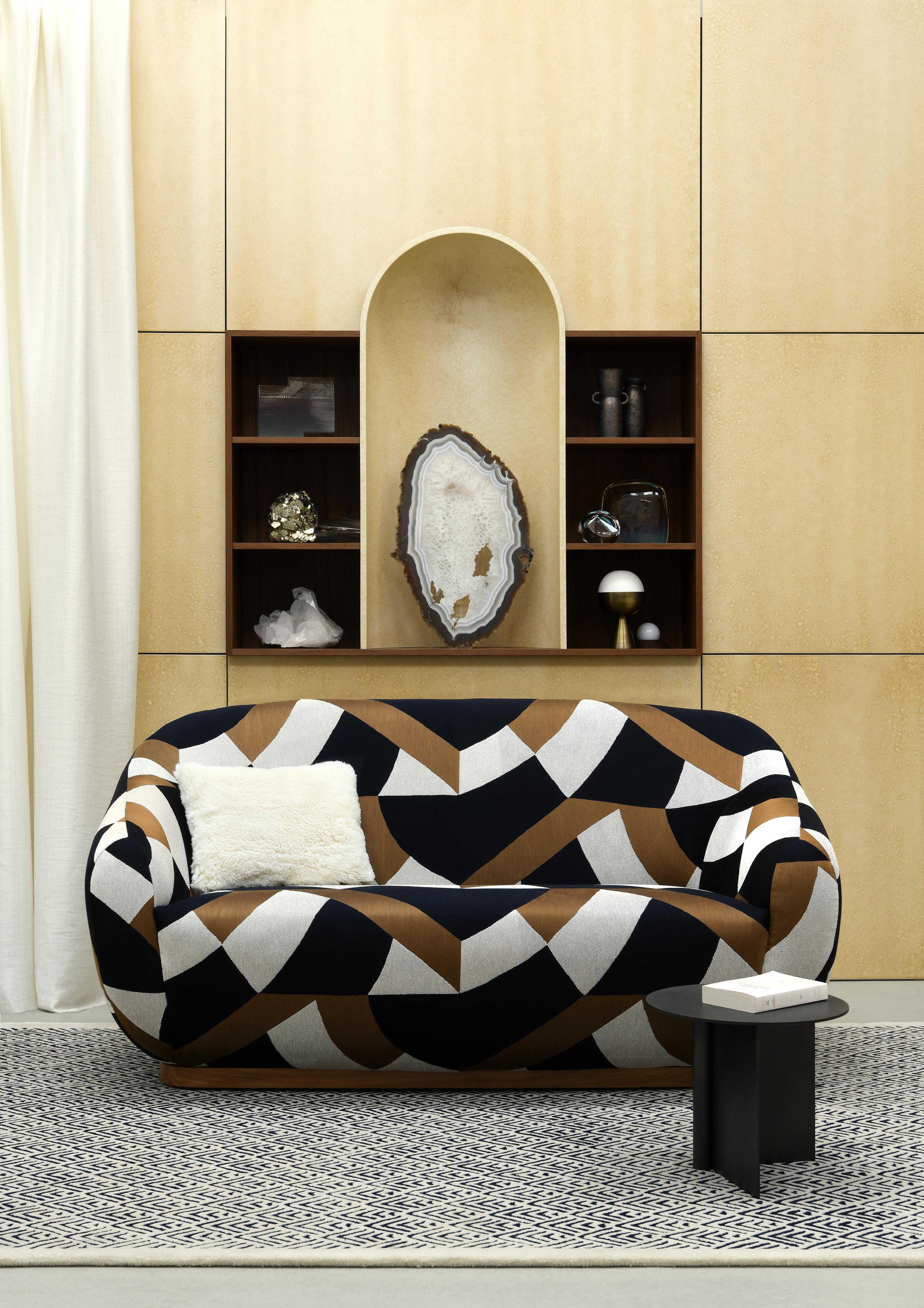 Portuguese Niemeyer II Two Seat Sofa, Oak & COM, Insidherland by Joana Santos Barbosa For Sale