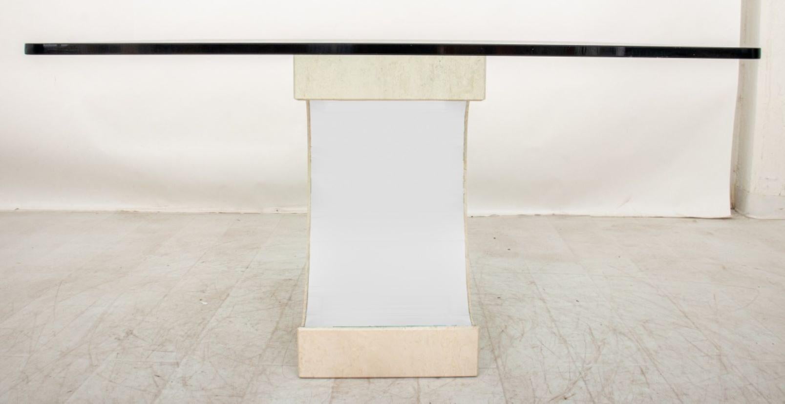 Niemeyer Style Travertine & Chrome Dining Table In Good Condition For Sale In New York, NY