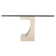 Vintage Niemeyer Style Travertine & Chrome Dining Table