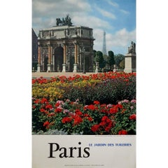 Original 1958 tourism poster Paris Jardin des Tuileries - Eiffel Tower