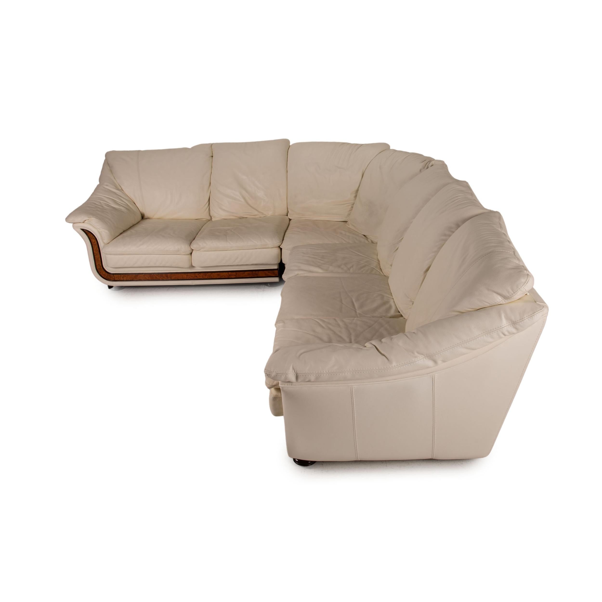 Nieri Corniche Leather Sofa Cream Corner Sofa Couch For Sale 2
