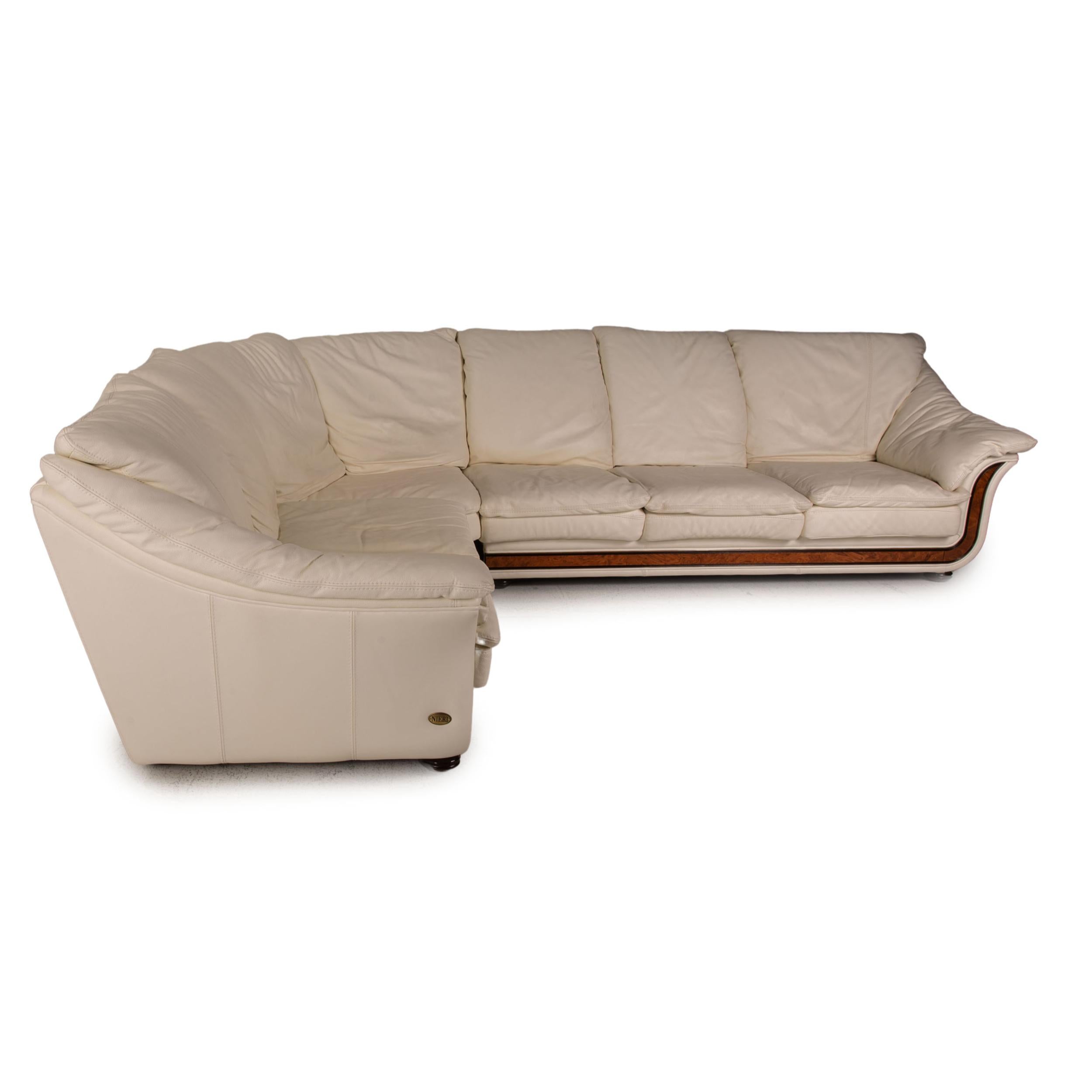 Nieri Corniche Leder-Sofa-Set Cremefarbener Eck-Sofa 8