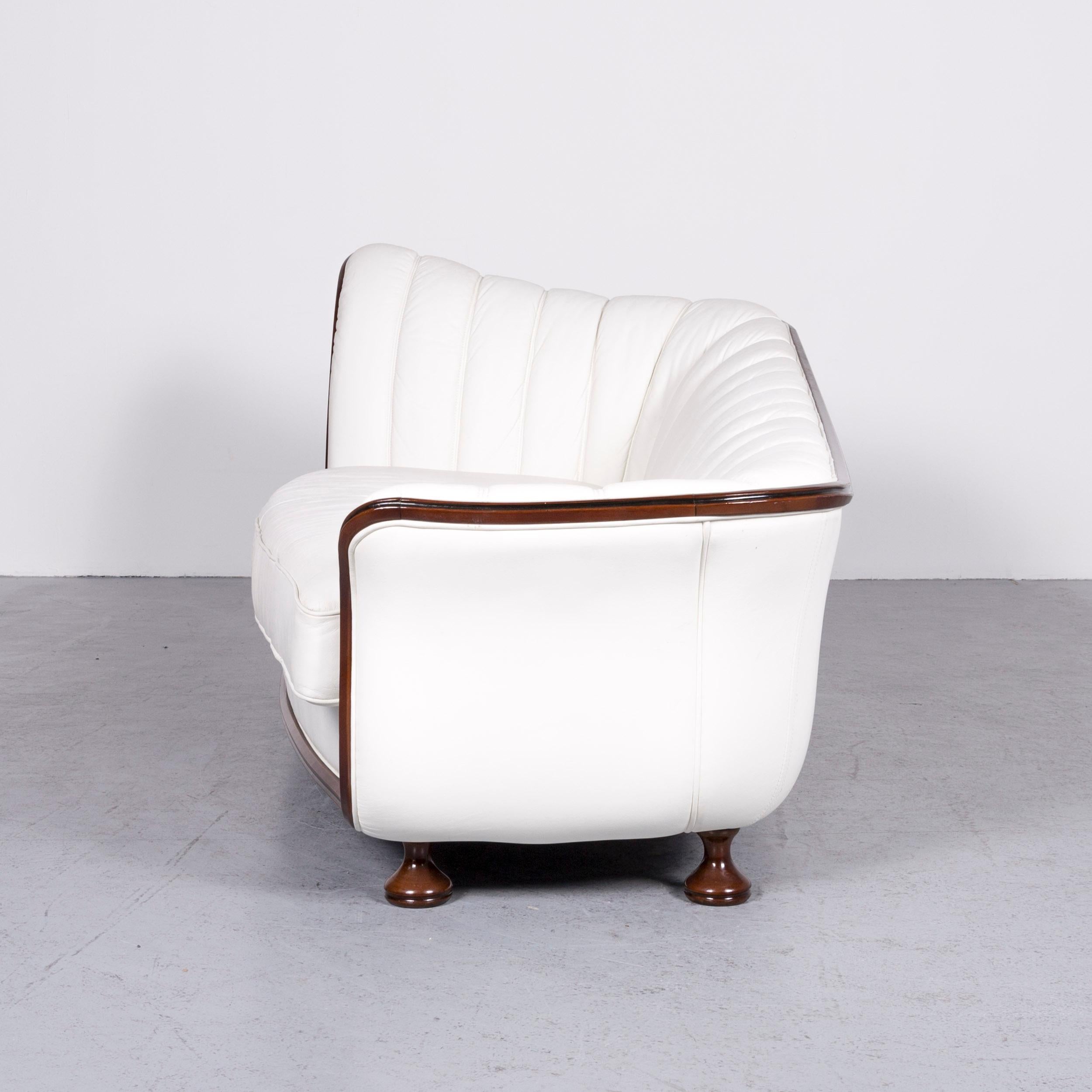 Nieri Designer Leather Sofa Crème Three-Seat Couch For Sale 4