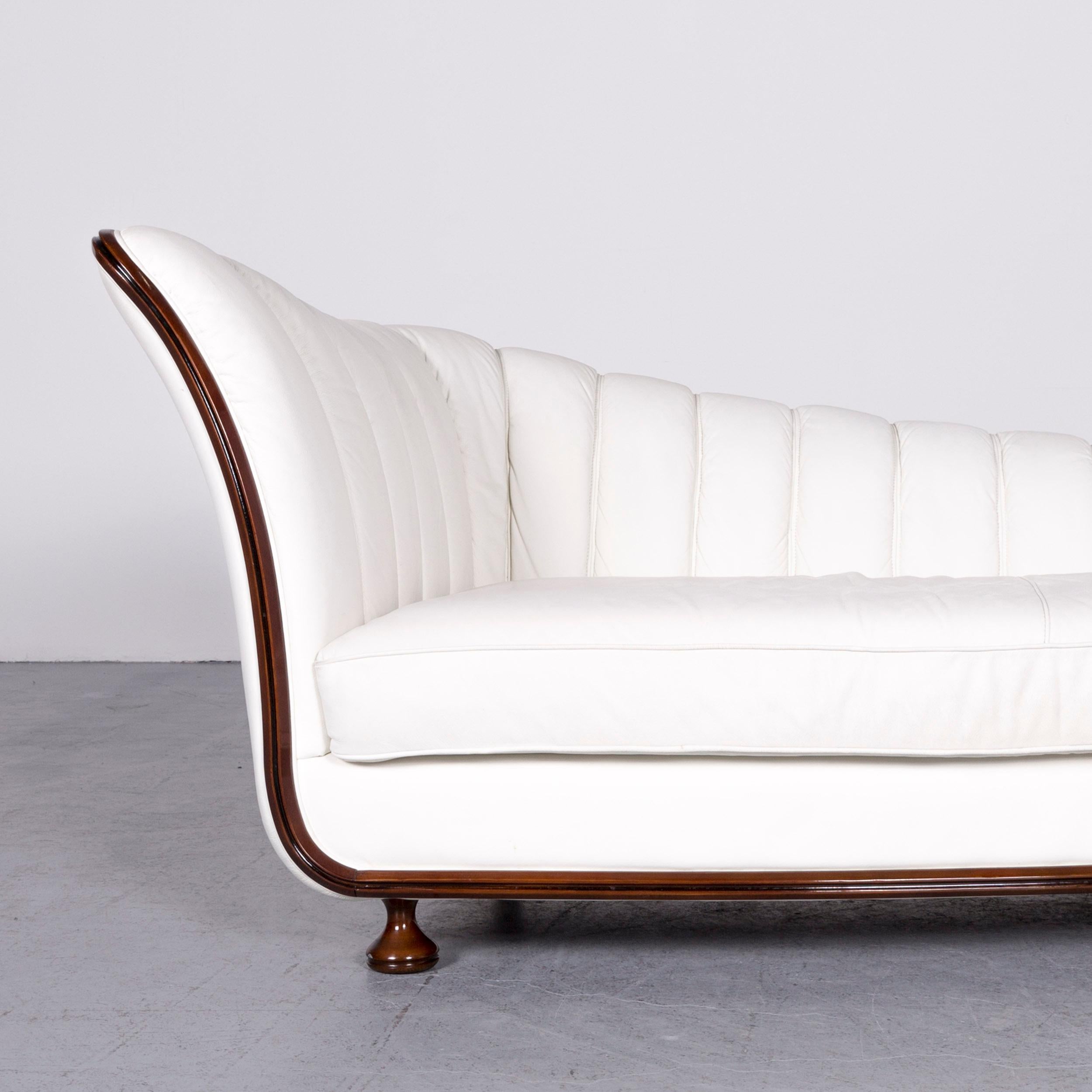 Italian Nieri Designer Leather Sofa Crème Three-Seat Couch For Sale