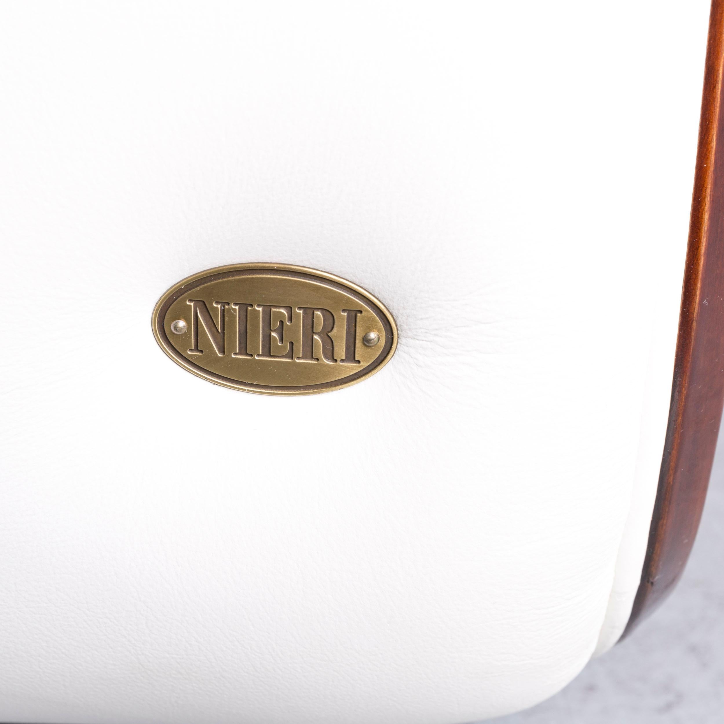 Nieri Designer Leather Sofa Crème Three-Seat Couch For Sale 1