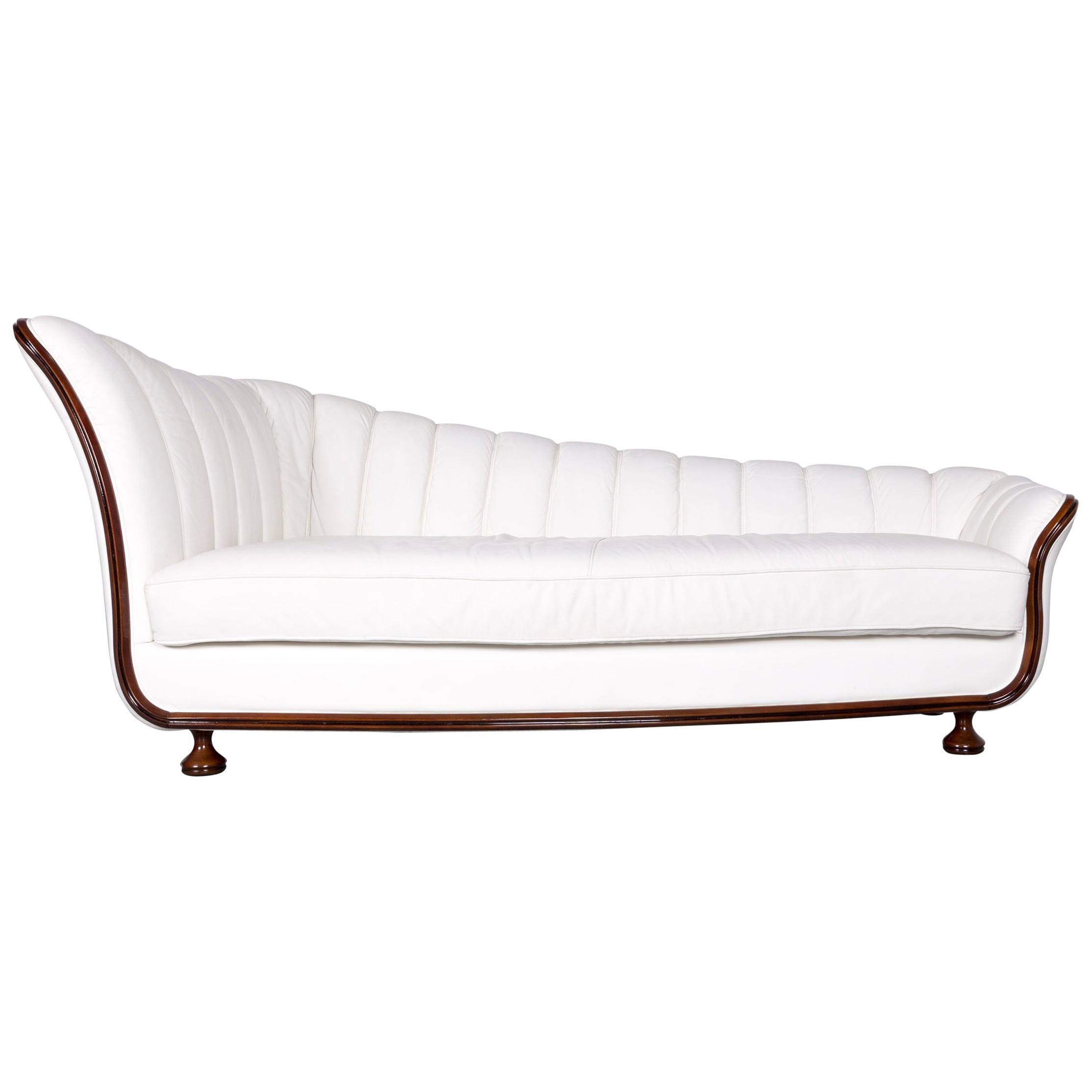 Nieri Designer Leather Sofa Crème Three-Seat Couch For Sale
