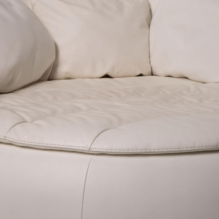 Nieri Espace Leather Sofa White Round Sofa TwoSeater Couch at 1stDibs
