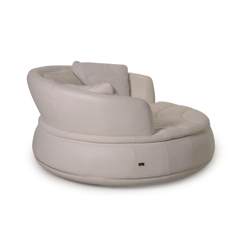 Nieri Espace Leather Sofa White Round Sofa TwoSeater Couch at 1stDibs