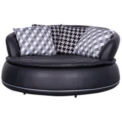 Nieri Espace Loveseat Designer Sofa Black Two-Seat Round Lounge Couch