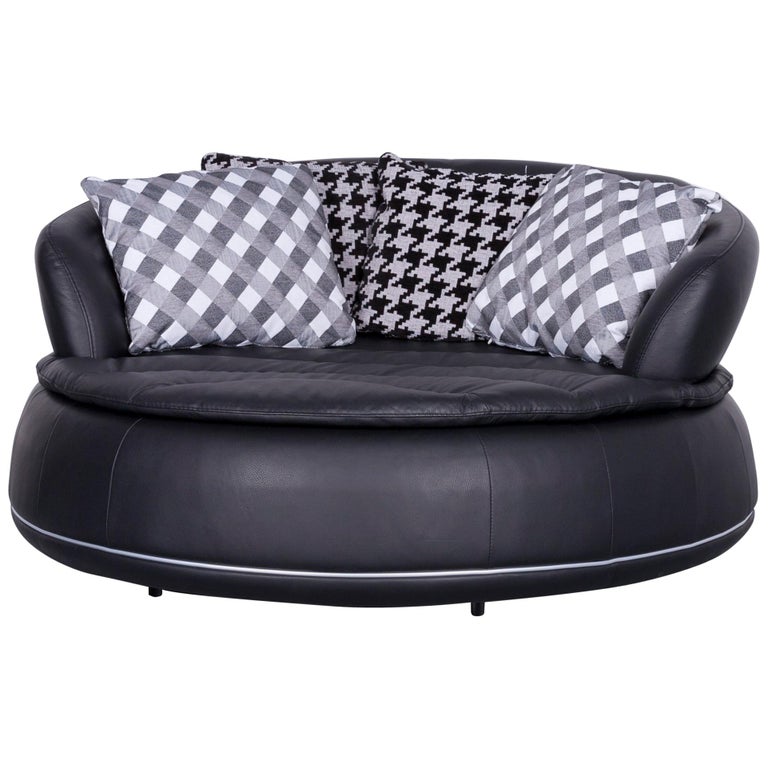 Nieri Espace Loveseat Designer Sofa Black Two Seat Round