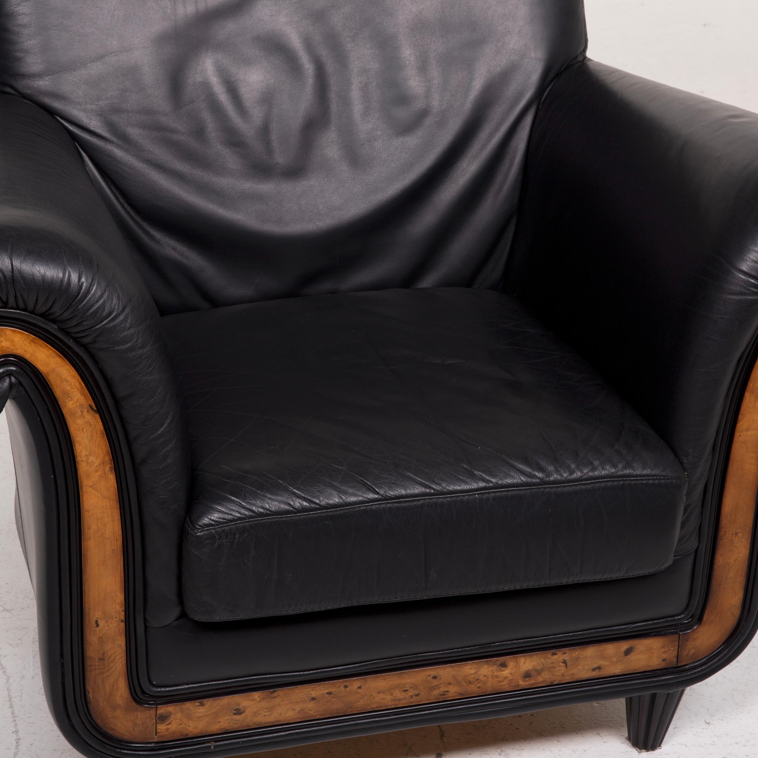 Modern Nieri Leather Armchair Black For Sale