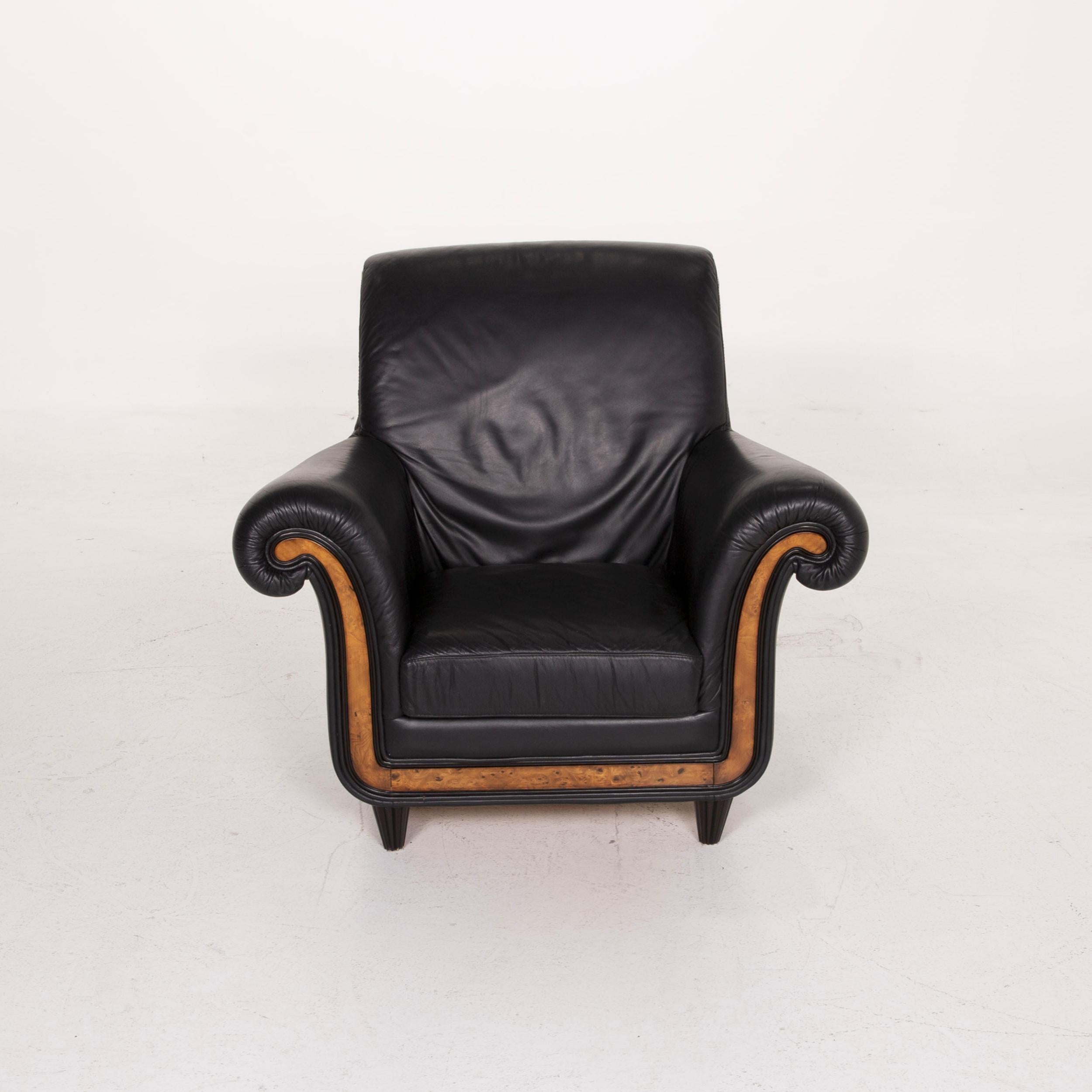 Nieri Leather Armchair Black For Sale 1