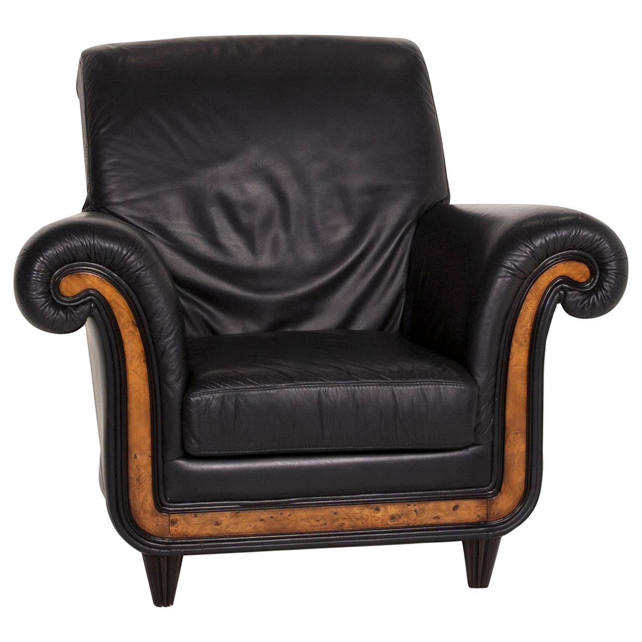 Nieri Leather Armchair Black For Sale