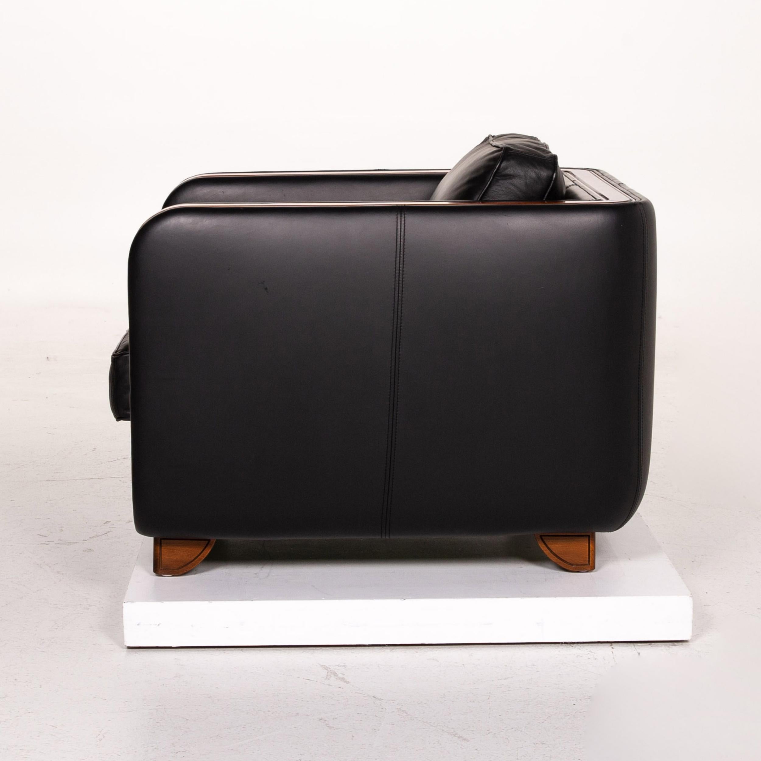 Nieri Leather Armchair Black Wood For Sale 5