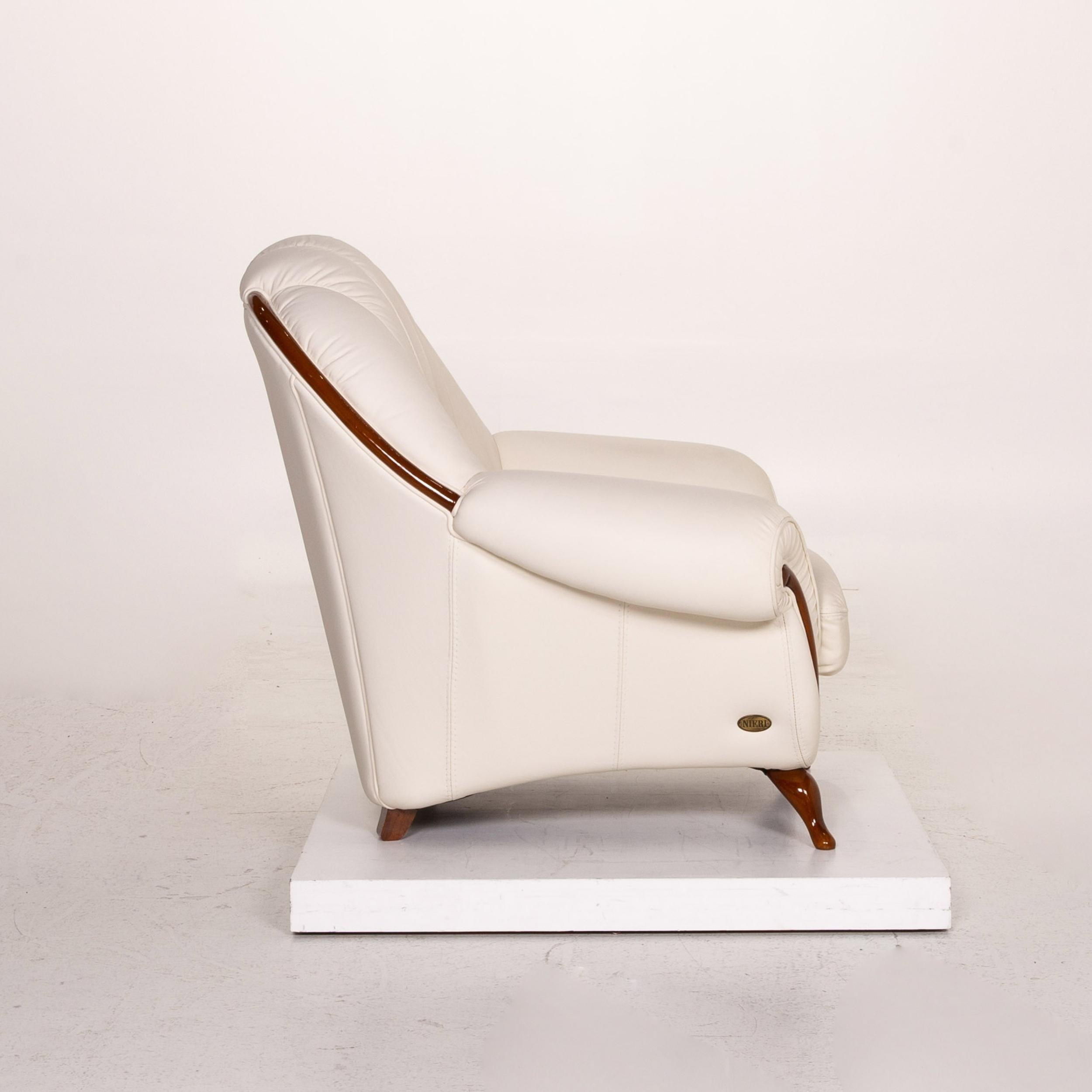 Nieri Leather Armchair Cream For Sale 3