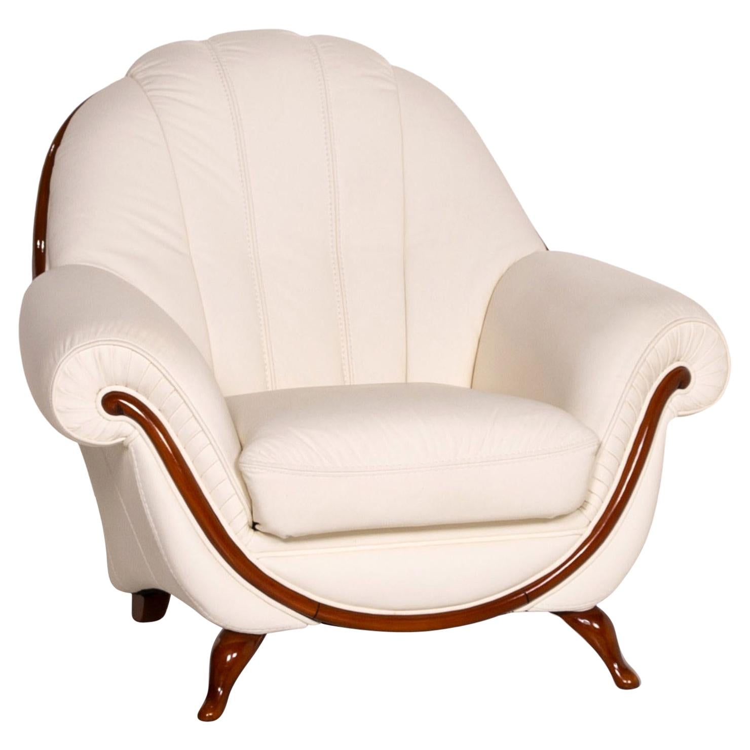 Nieri Leather Armchair Cream For Sale