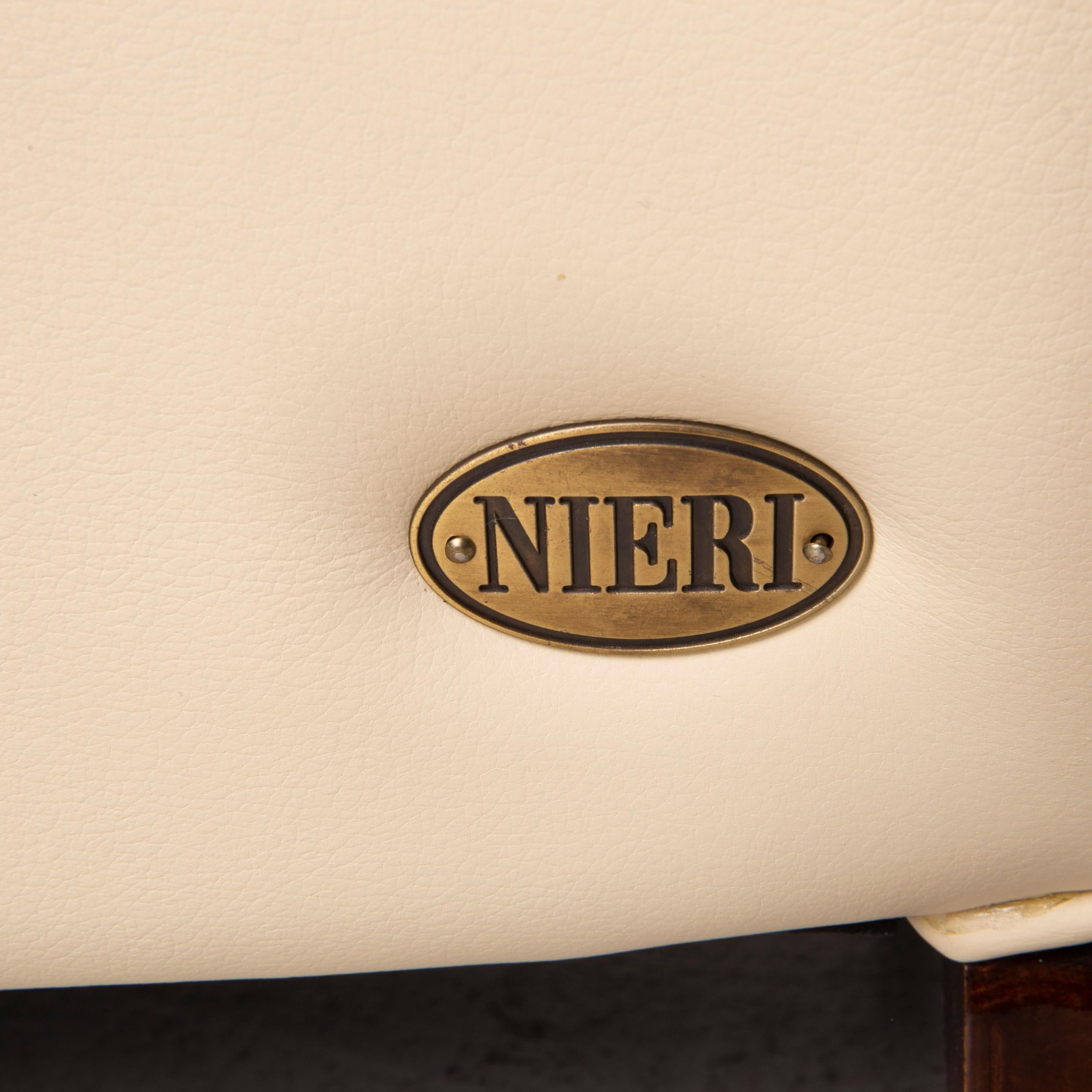 Nieri Leather Armchair Cream Wood In Good Condition In Cologne, DE