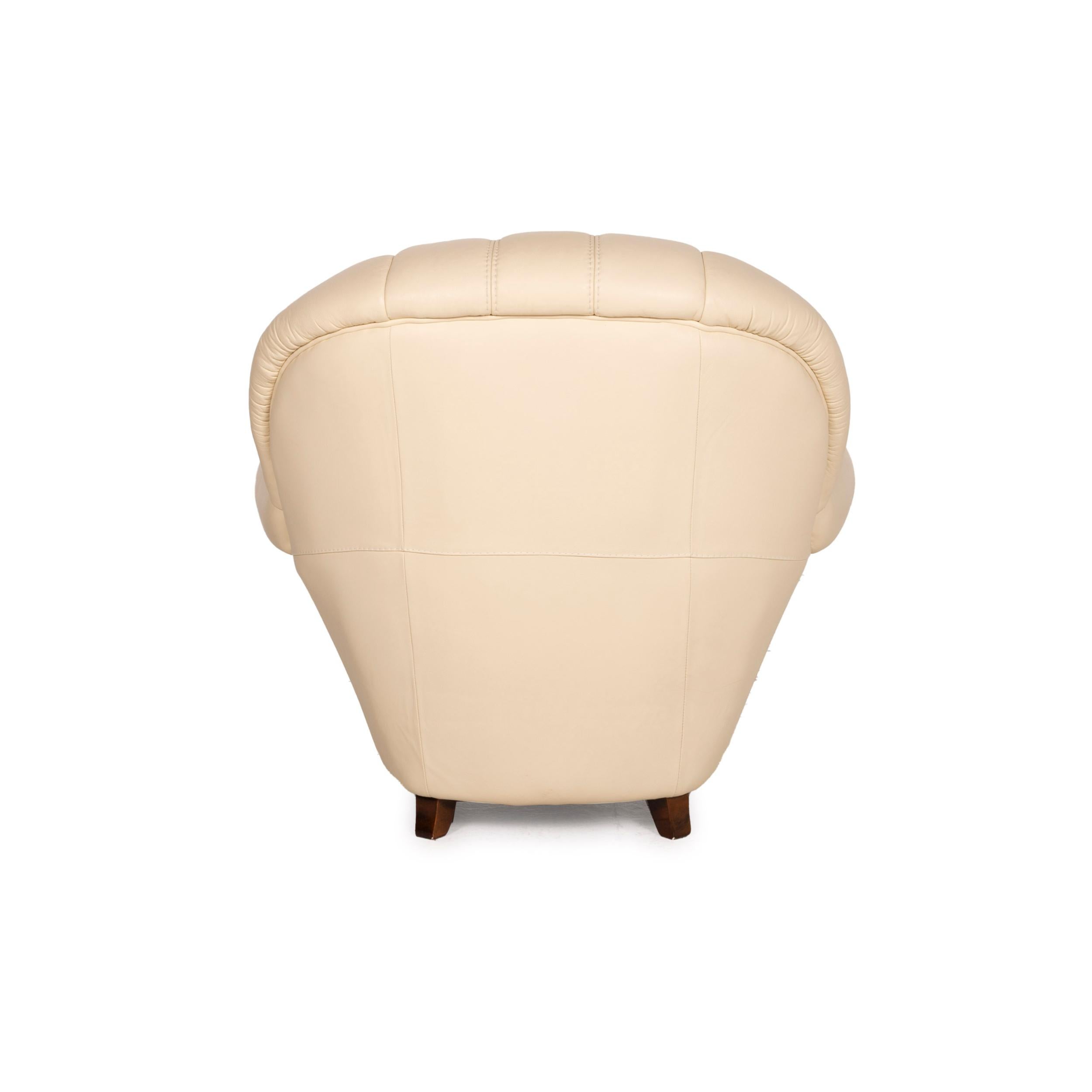 Nieri Leather Armchair Cream Wood 3