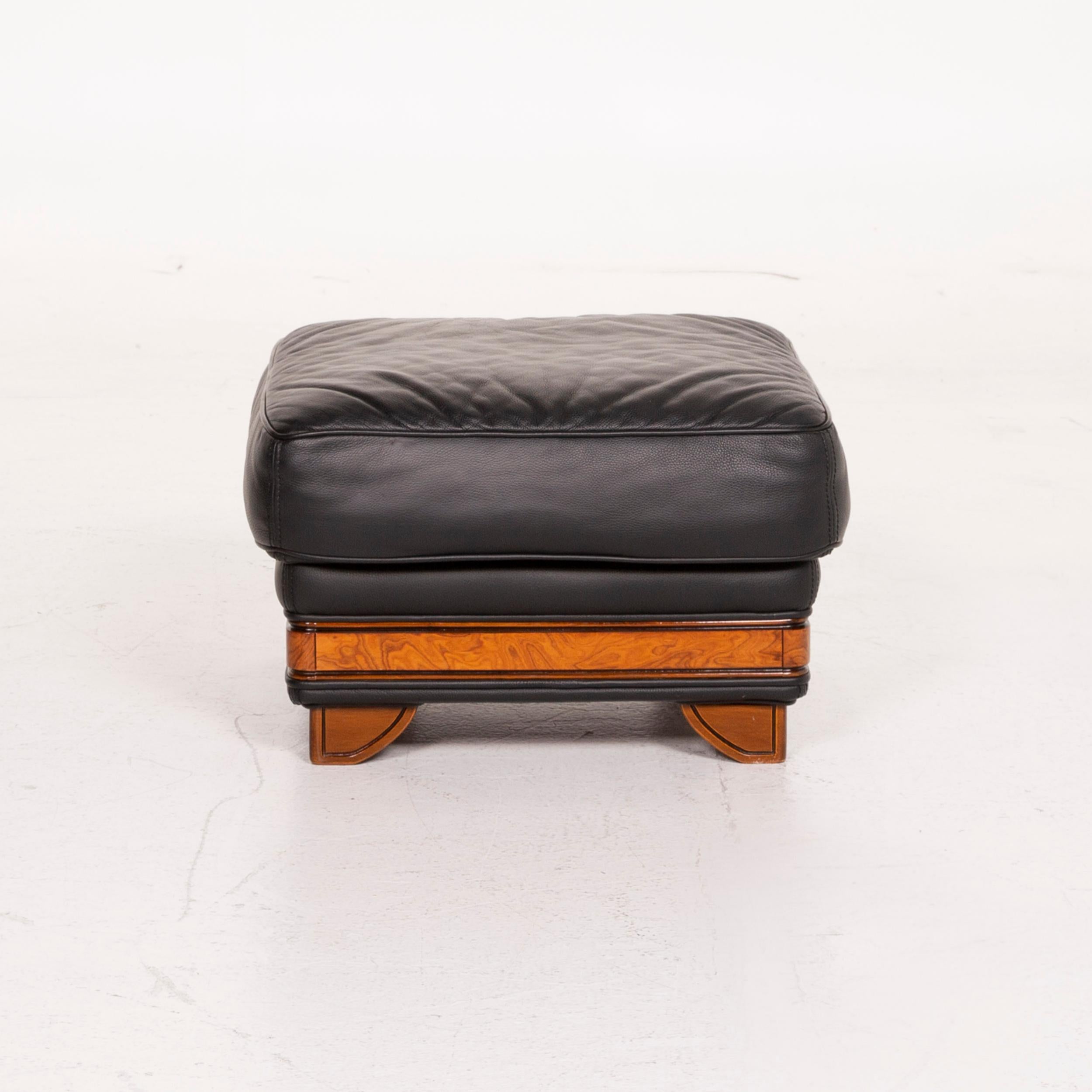 Nieri Leather Armchair Set Black Stool For Sale 8