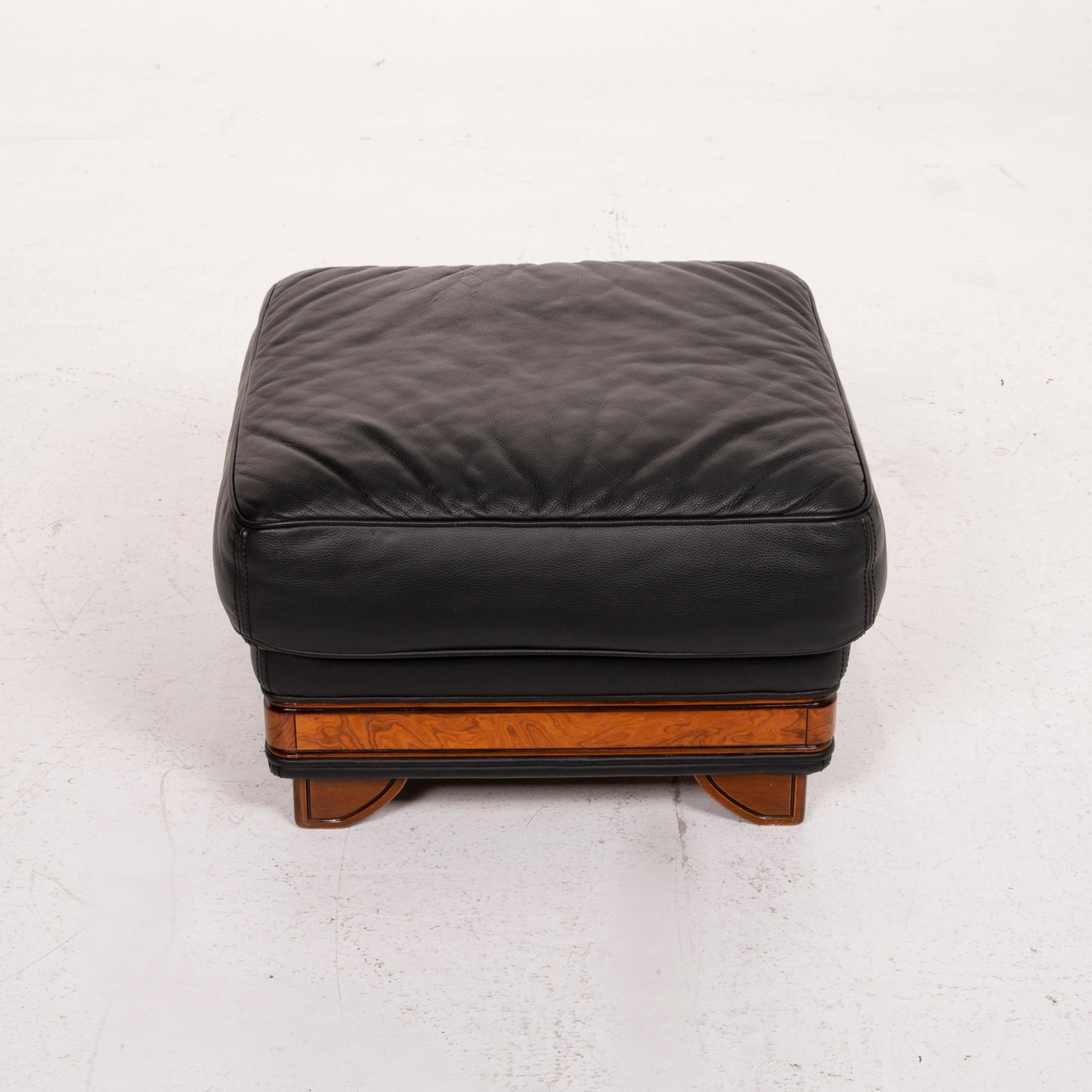 Nieri Leather Armchair Set Black Stool For Sale 9