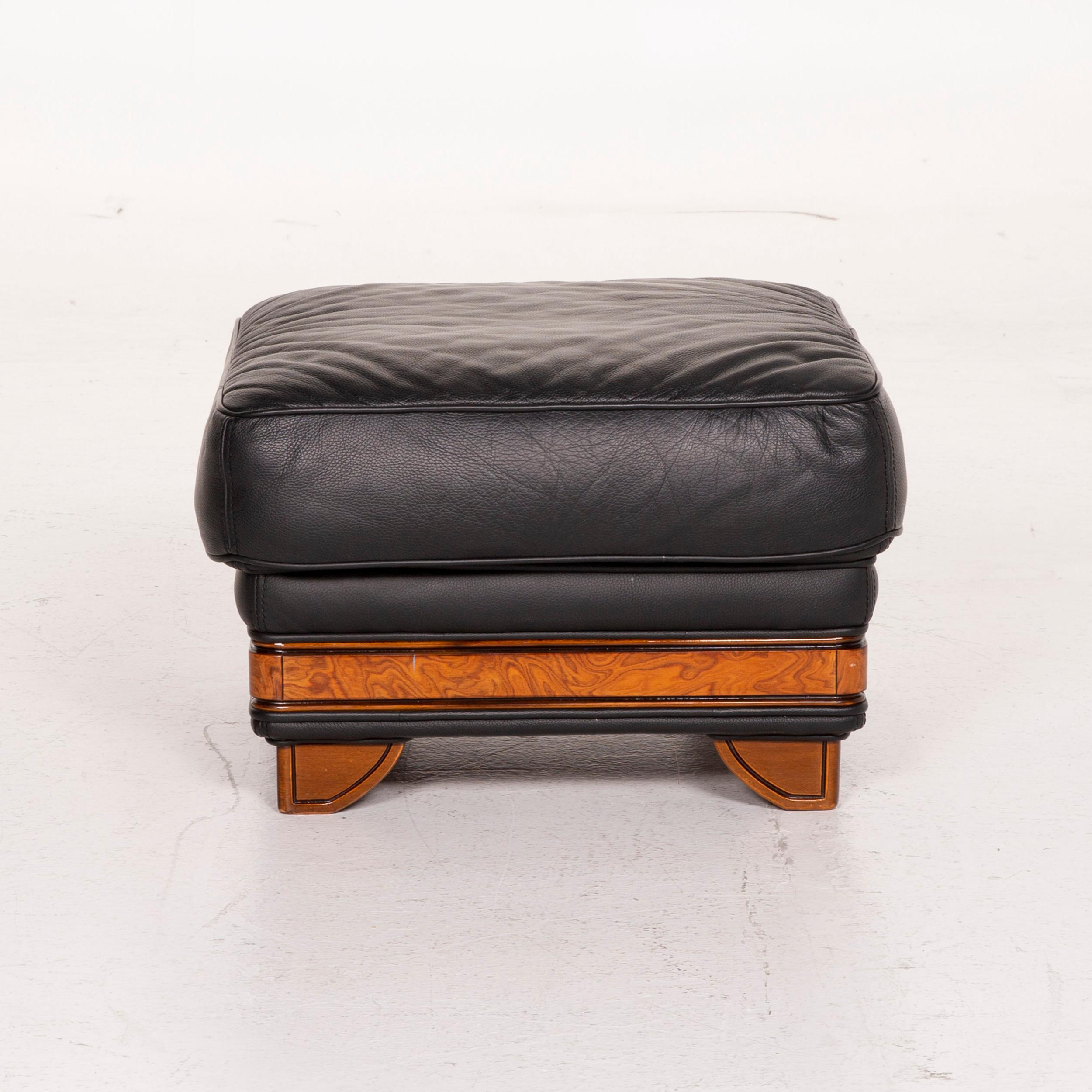Nieri Leather Armchair Set Black Stool For Sale 10