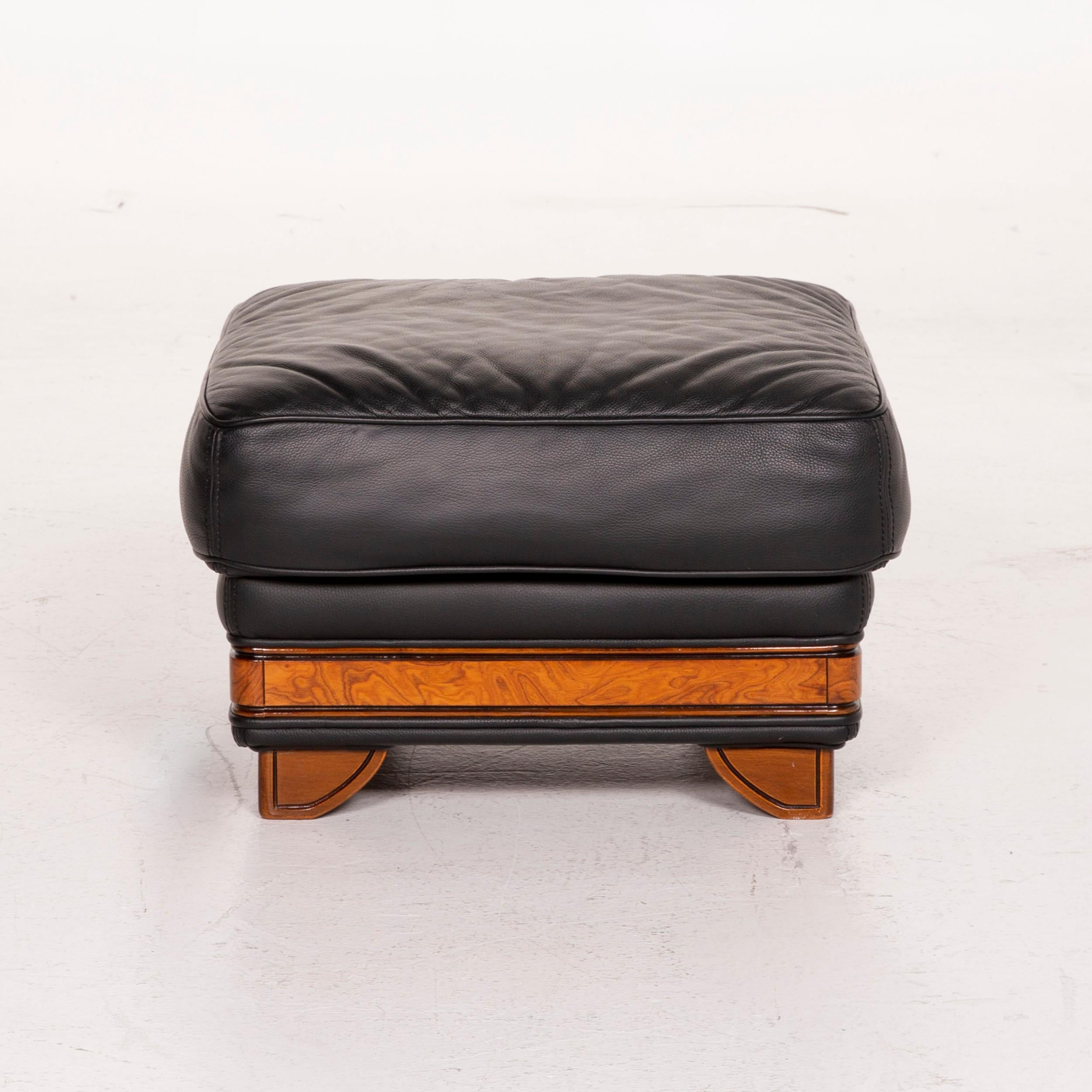 Nieri Leather Armchair Set Black Stool For Sale 11