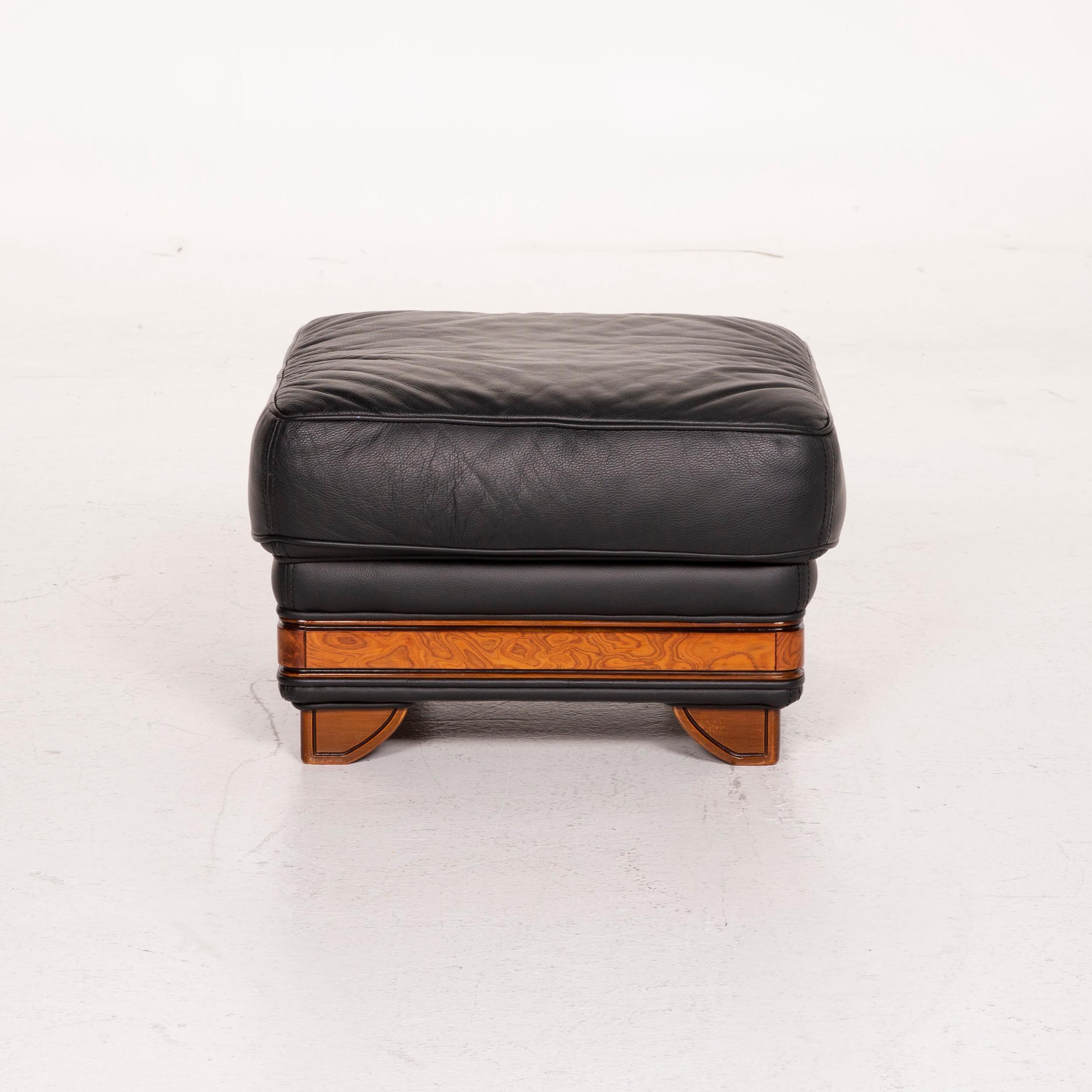 Nieri Leather Armchair Set Black Stool For Sale 12