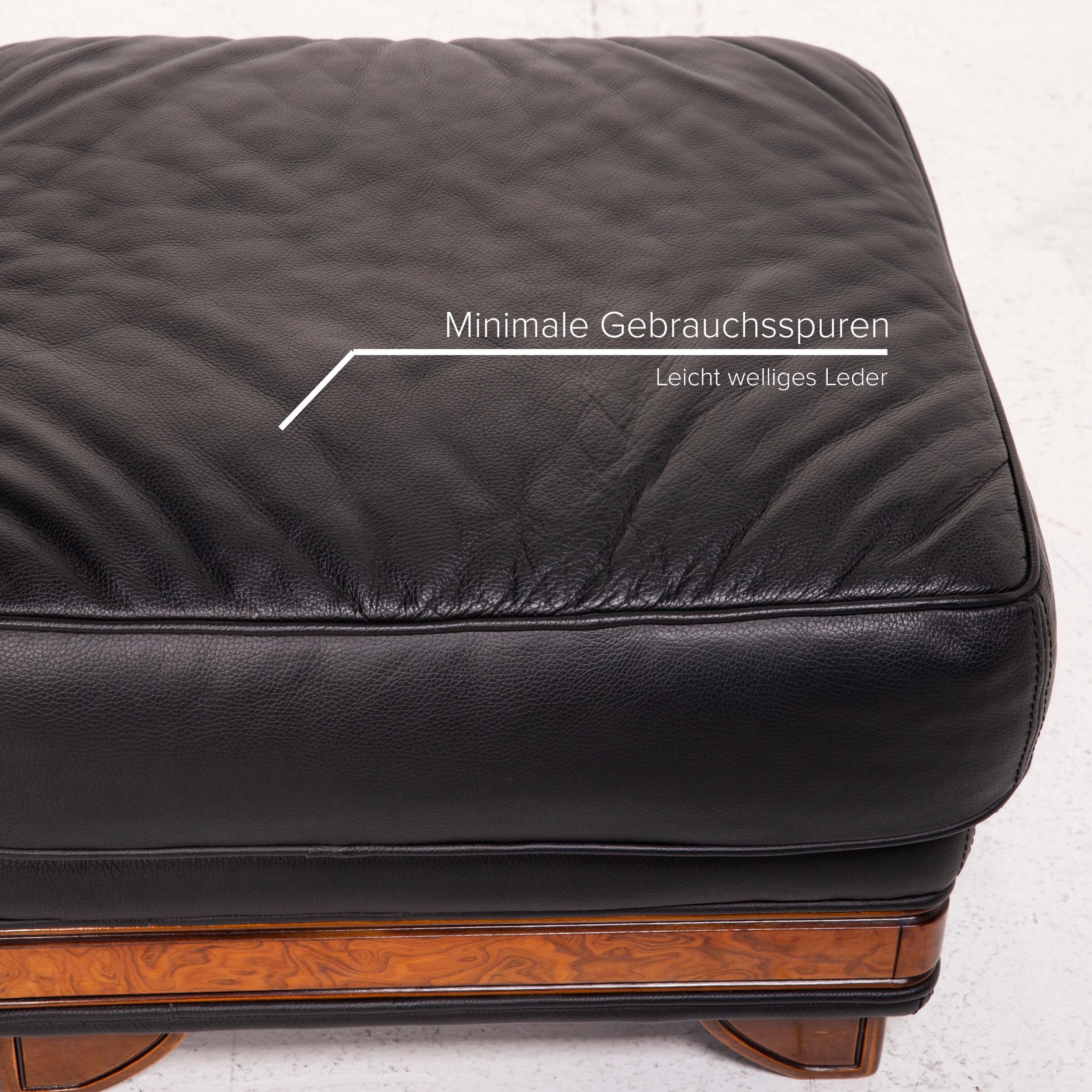 Contemporary Nieri Leather Armchair Set Black Stool For Sale