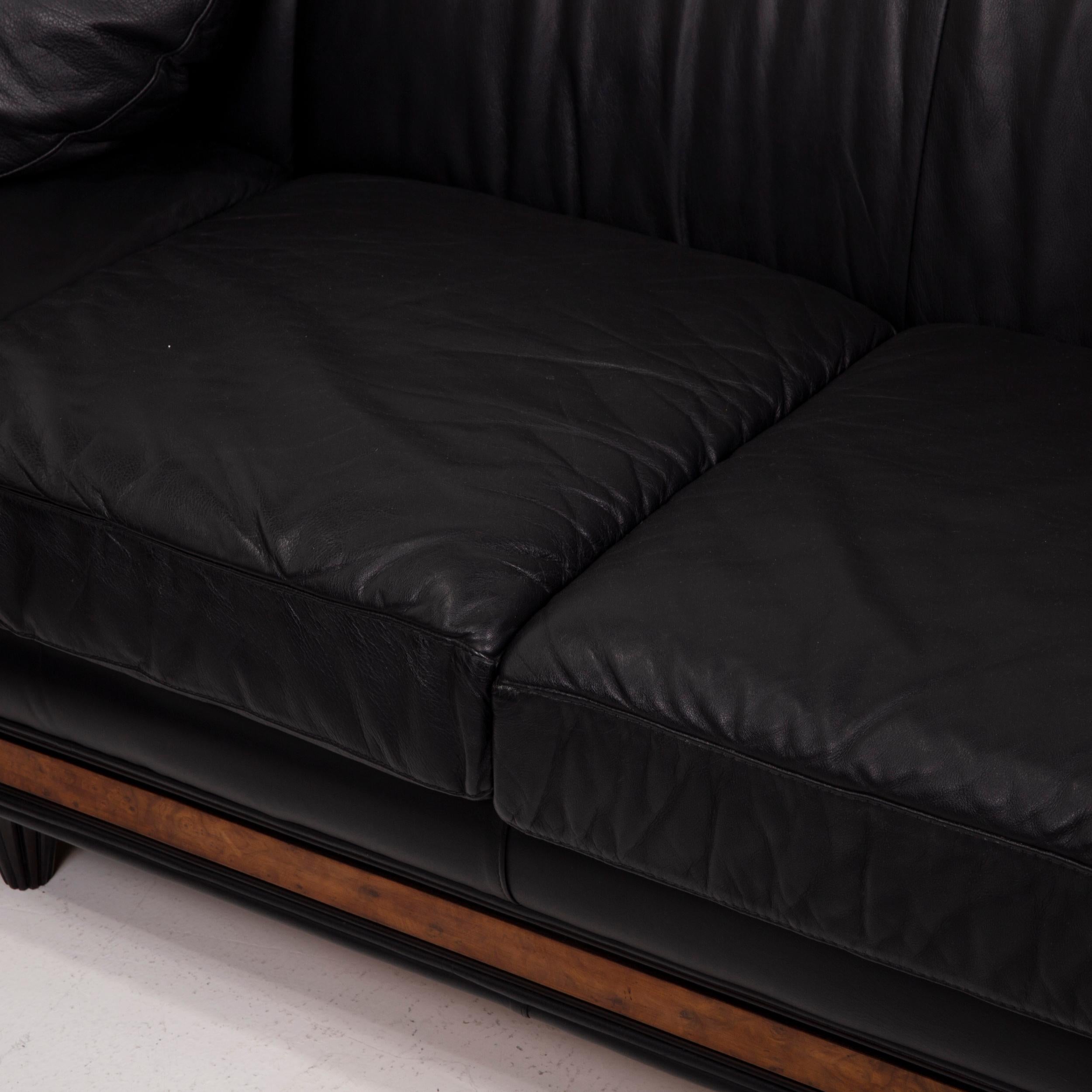 Modern Nieri Leather Sofa Black Corner Sofa For Sale