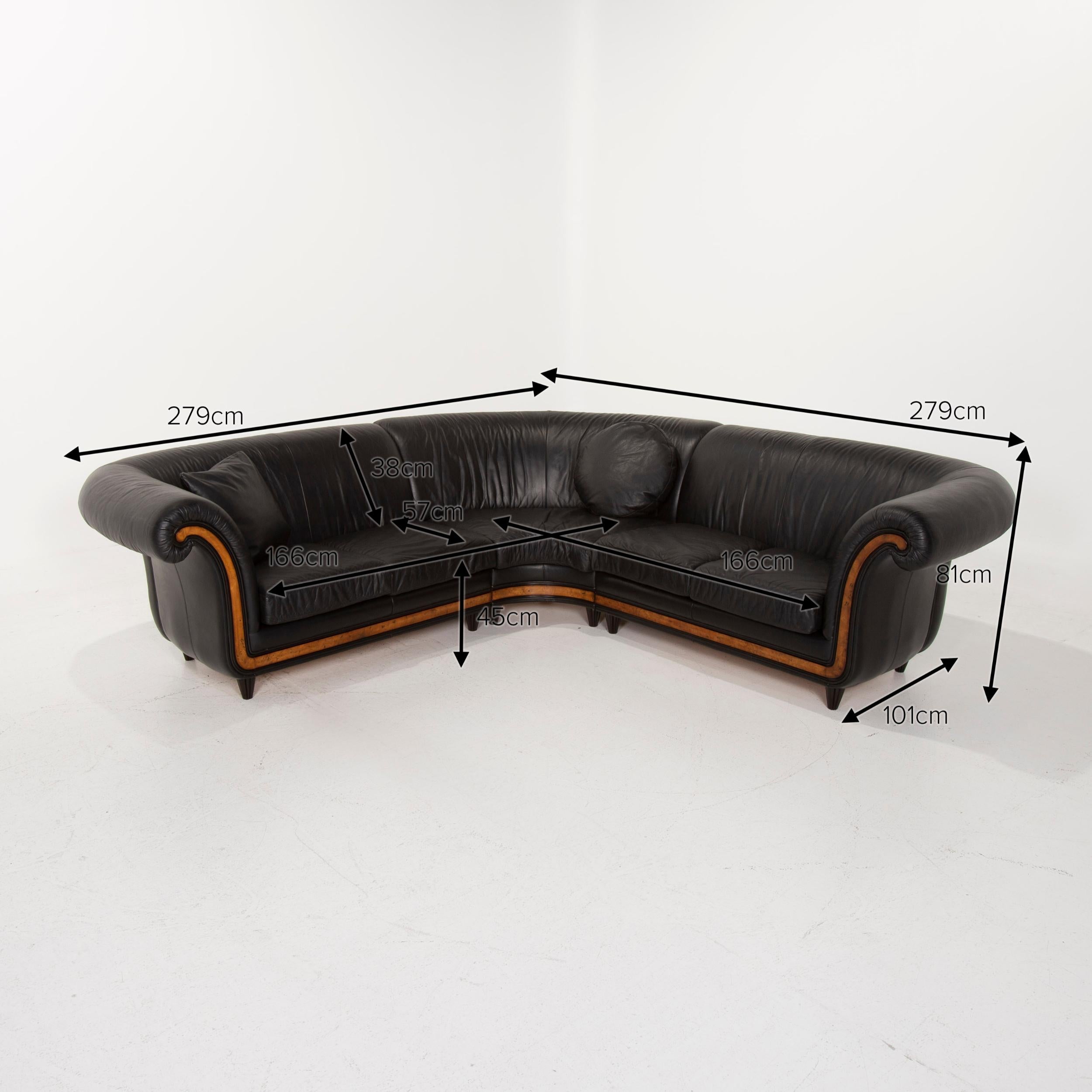 Nieri Leather Sofa Black Corner Sofa In Good Condition For Sale In Cologne, DE