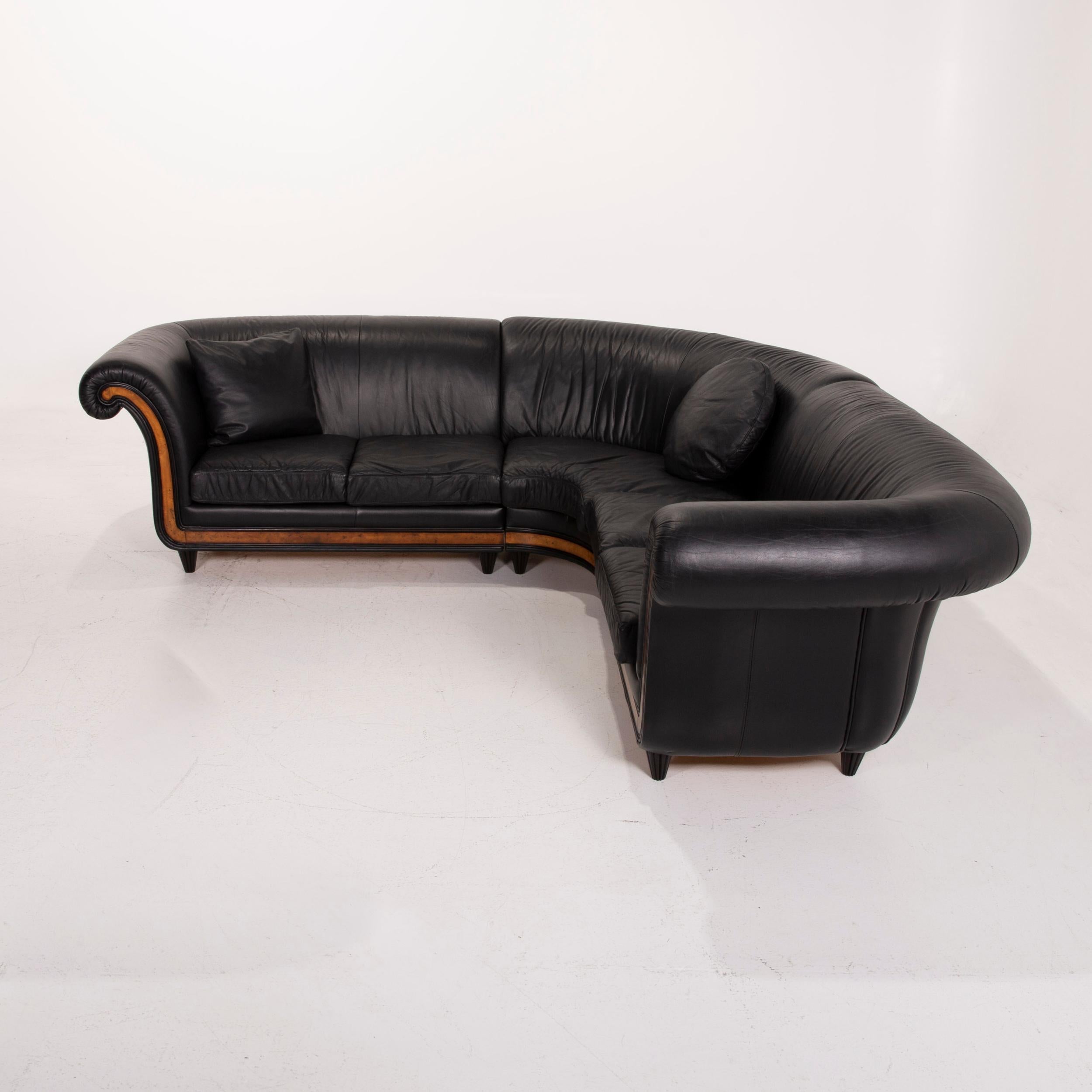 Nieri Leather Sofa Black Corner Sofa For Sale 1
