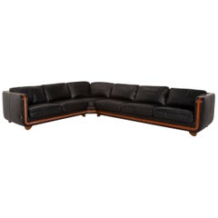 Nieri Leather Sofa Black Corner Sofa