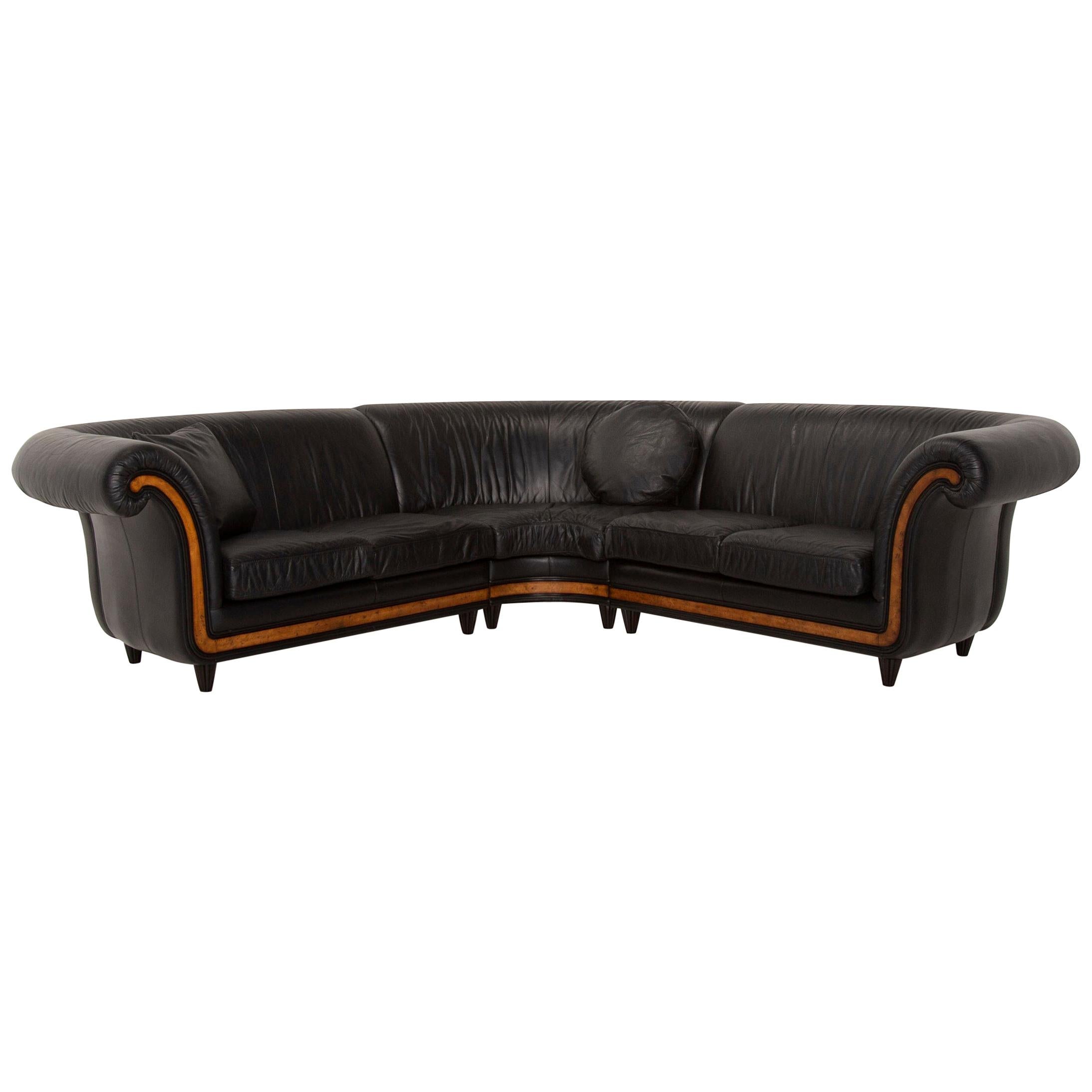 Nieri Leather Sofa Black Corner Sofa For Sale