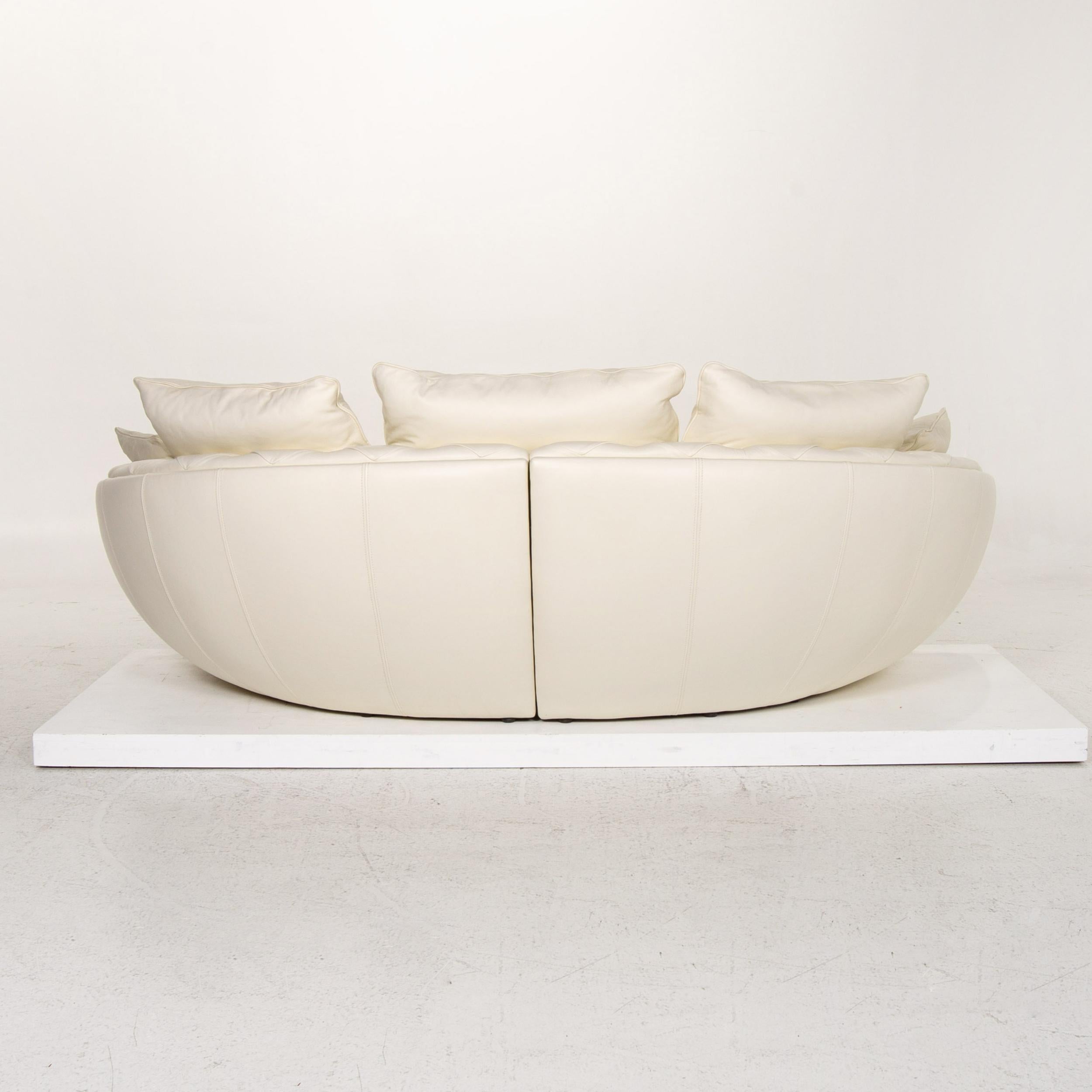 Nieri Leather Sofa Cream Four-Seat Couch For Sale 3