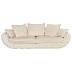 Nieri Leather Sofa Cream Four-Seat Couch