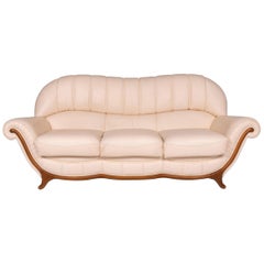 Nieri Leather Sofa Cream Three-Seat