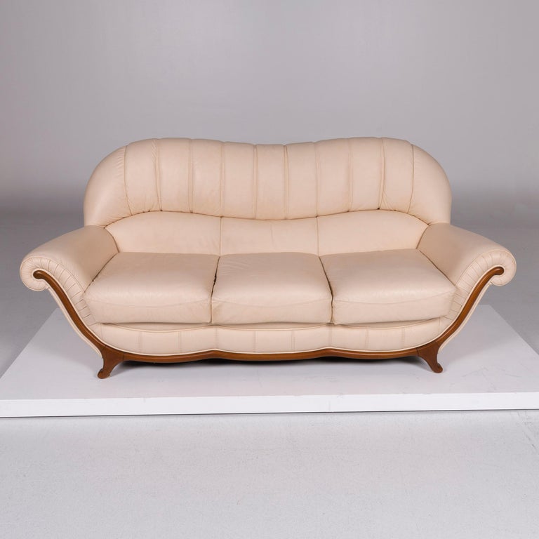 Nieri Leather Sofa Cream Three-Seat For Sale at 1stDibs | nieri sofa, nieri couch