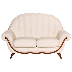 Nieri Leather Sofa Cream Two-Seat Couch