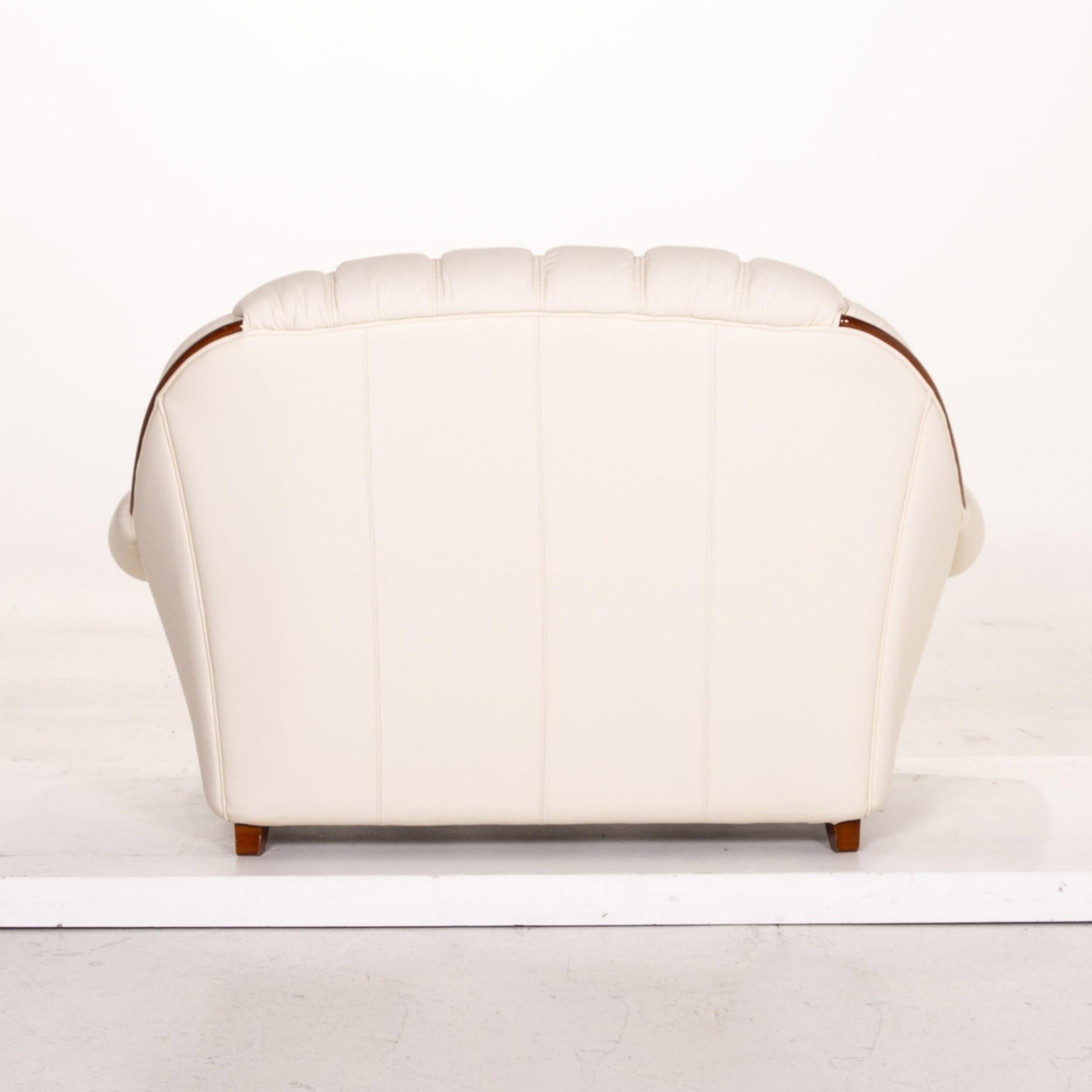 Nieri Leather Sofa Cream Two-Seat Couch For Sale 3