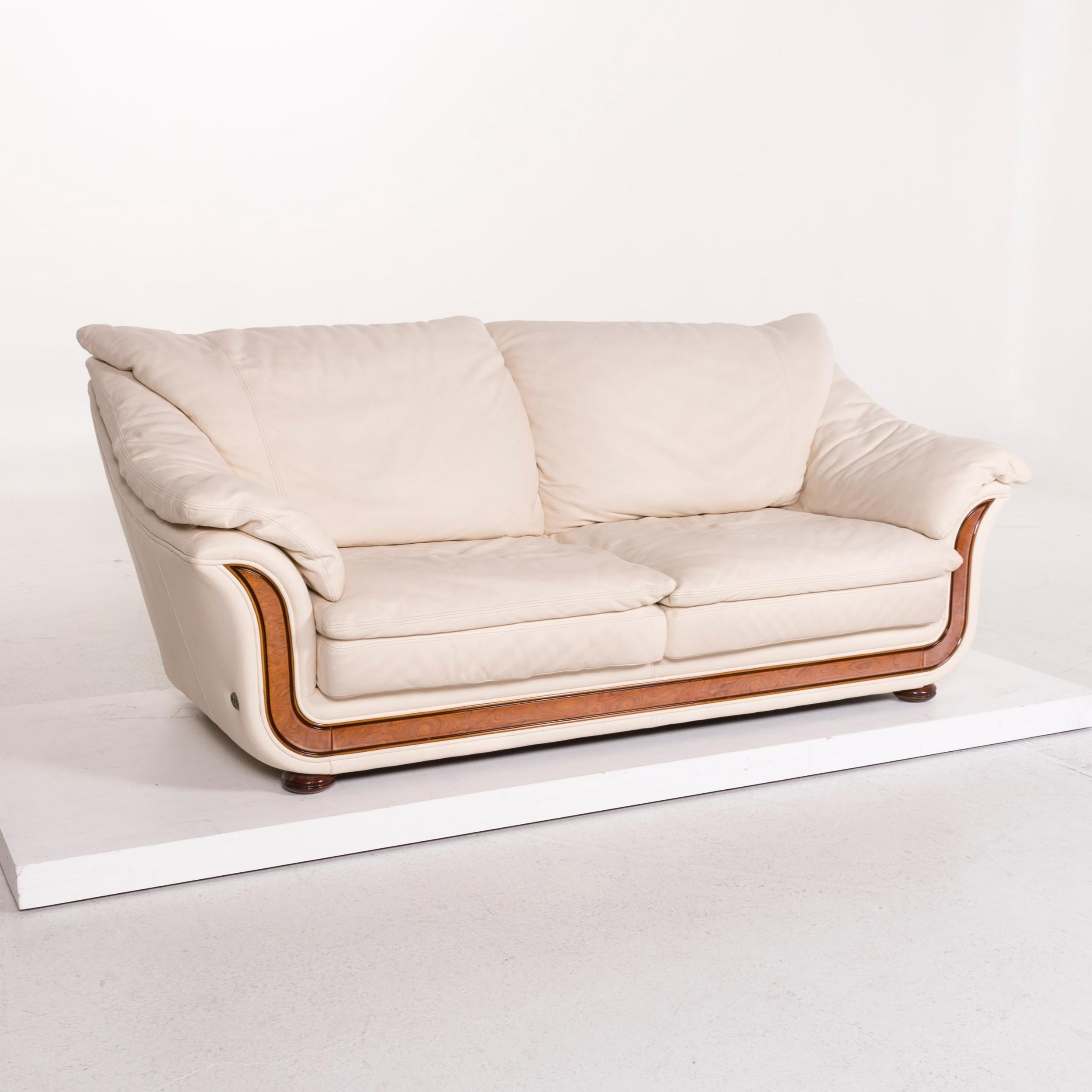 Italian Nieri Leather Sofa Cream Two-Seat For Sale