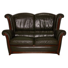 Nieri Leather Sofa Dark Green Two-Seater Couch